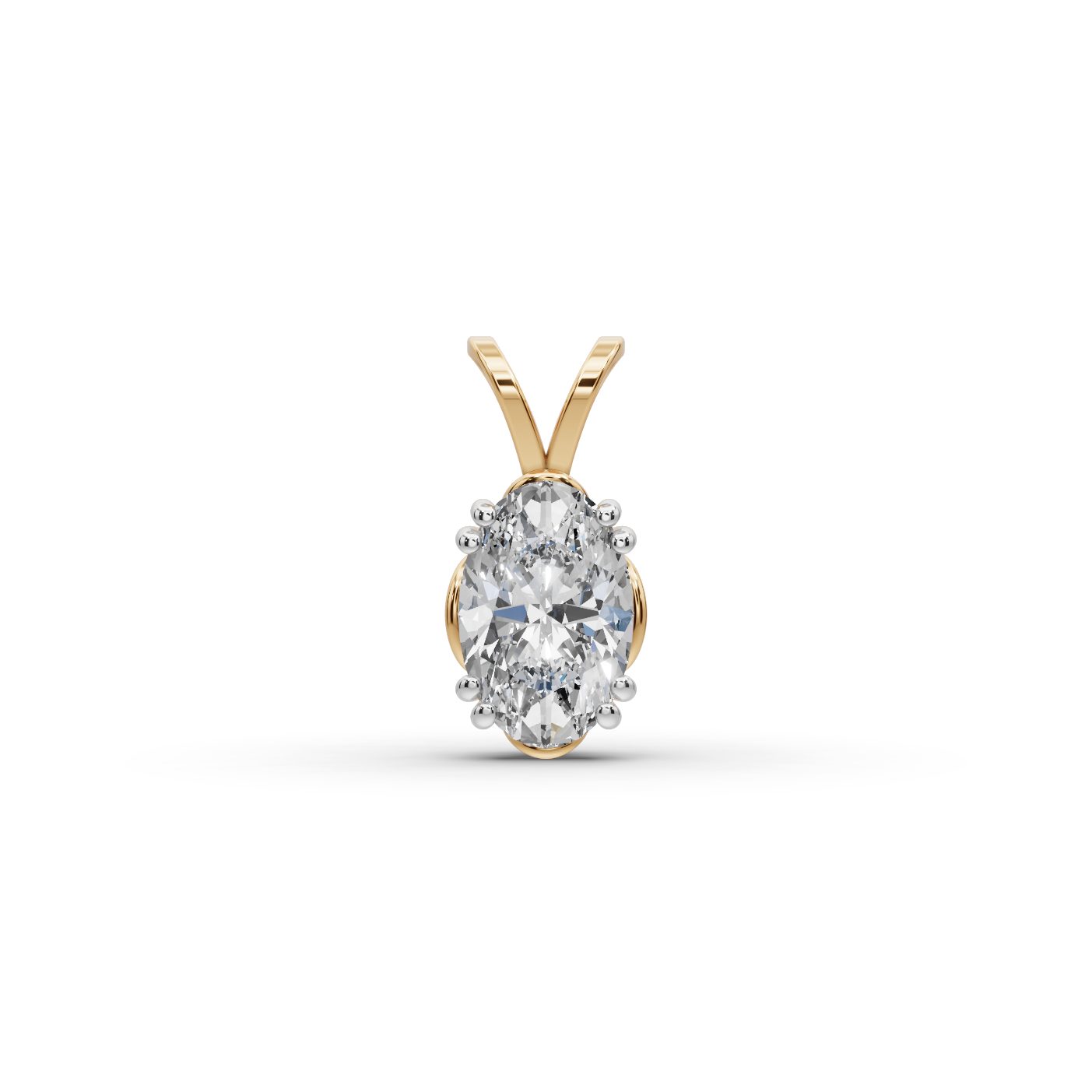 Royal Bloom Oval Lab-Grown Diamond Solitaire Pendant in yellow gold, set with lab-grown diamonds