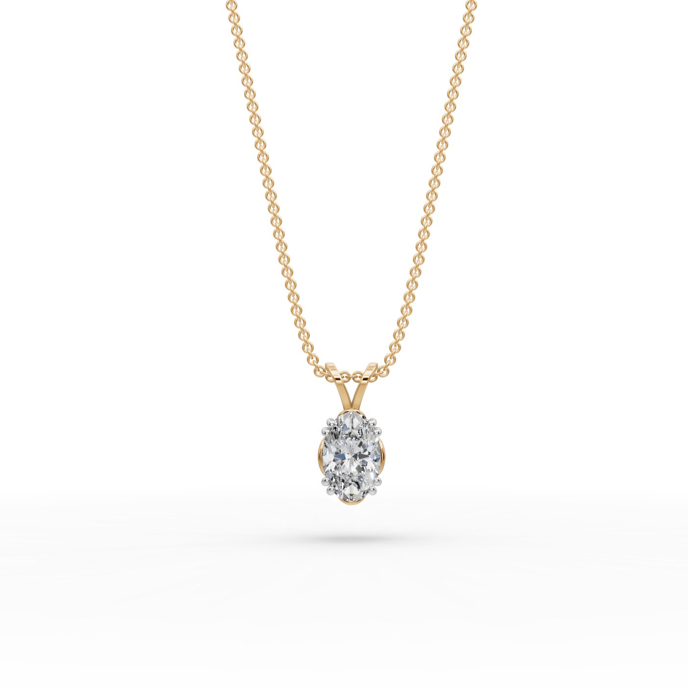 Royal Bloom Oval Lab-Grown Diamond Solitaire Pendant in yellow gold