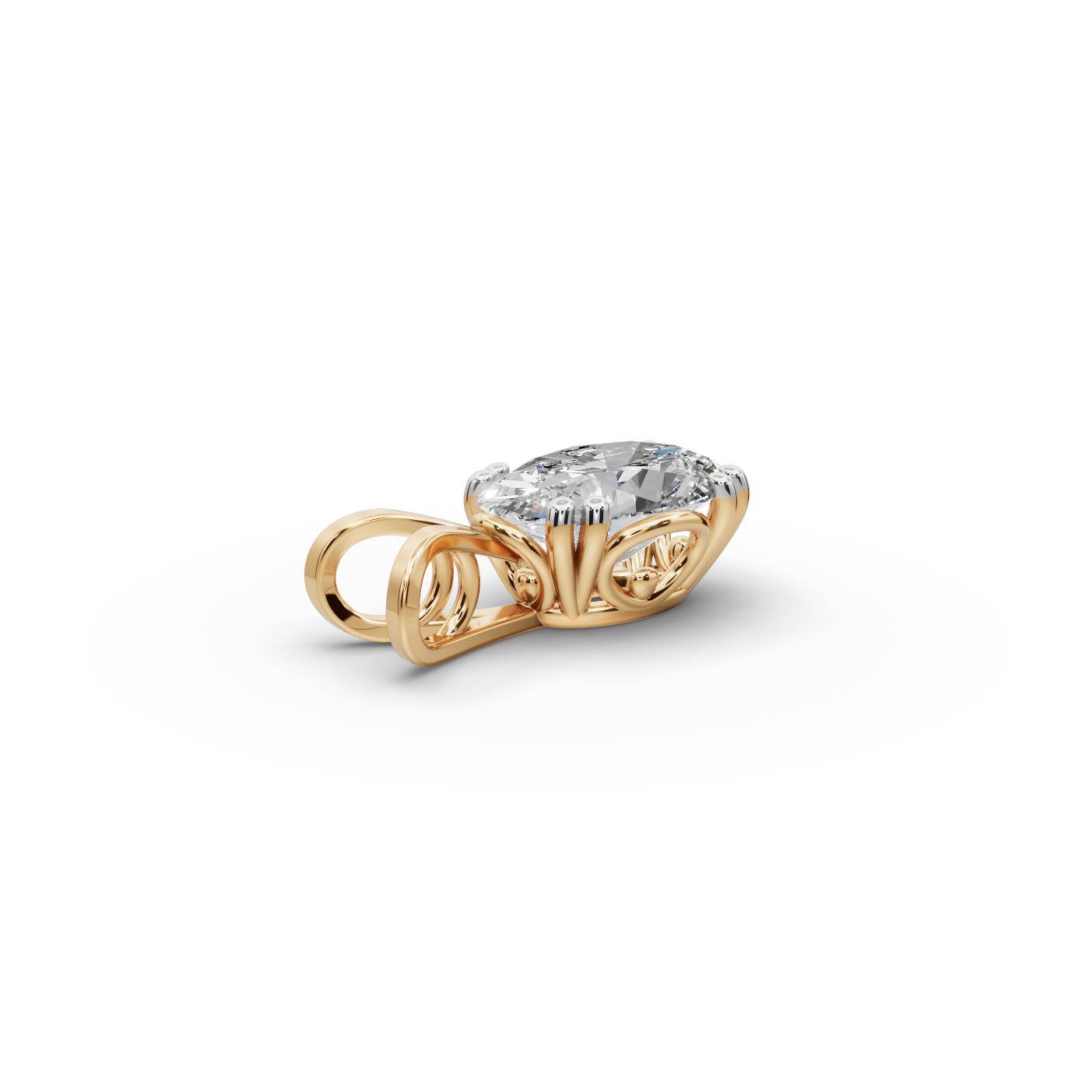Royal Bloom Oval Lab-Grown Diamond Solitaire Pendant in yellow gold