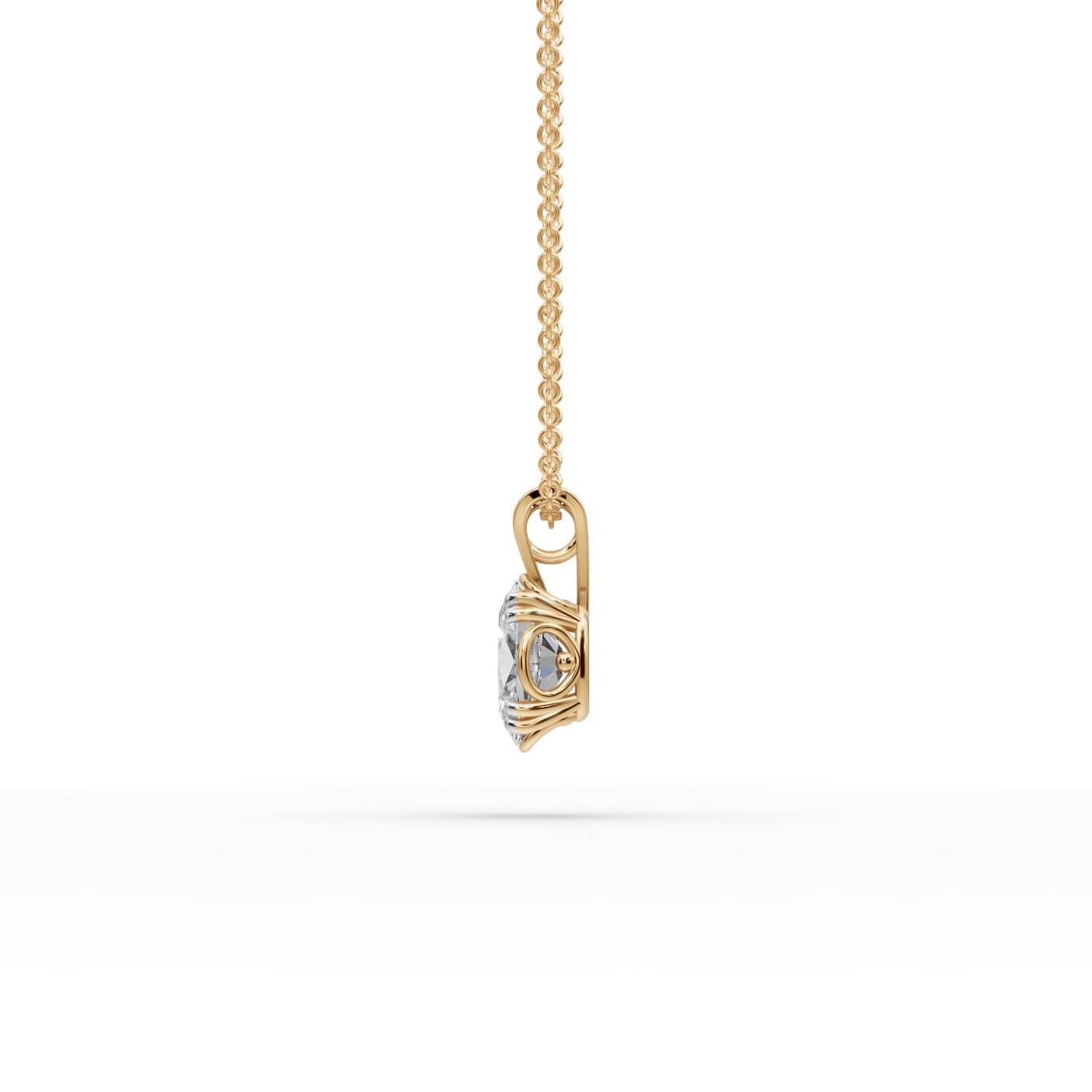 Royal Bloom Oval Lab-Grown Diamond Solitaire Pendant in yellow gold