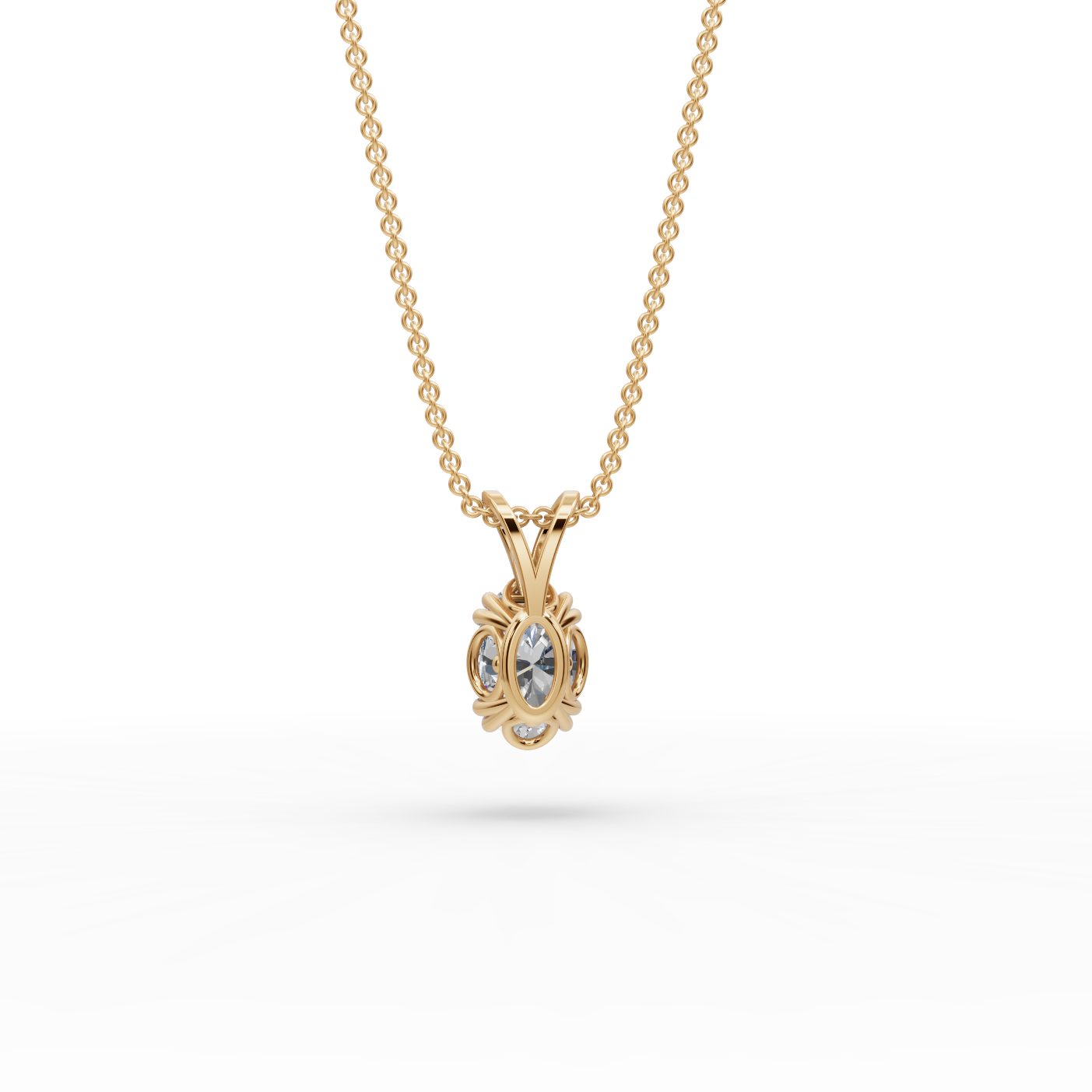 Royal Bloom Oval Lab-Grown Diamond Solitaire Pendant in yellow gold