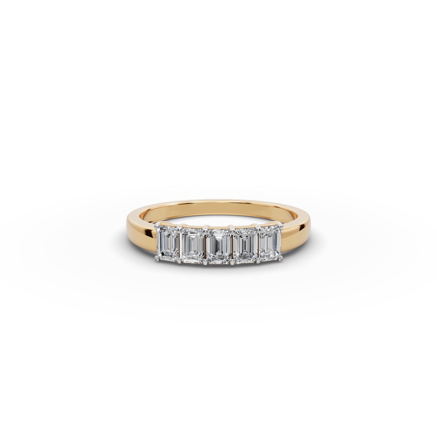 Classic Trail Emerald Lab-Grown Diamond Five Stone Ring in yellow gold, set with lab-grown diamonds