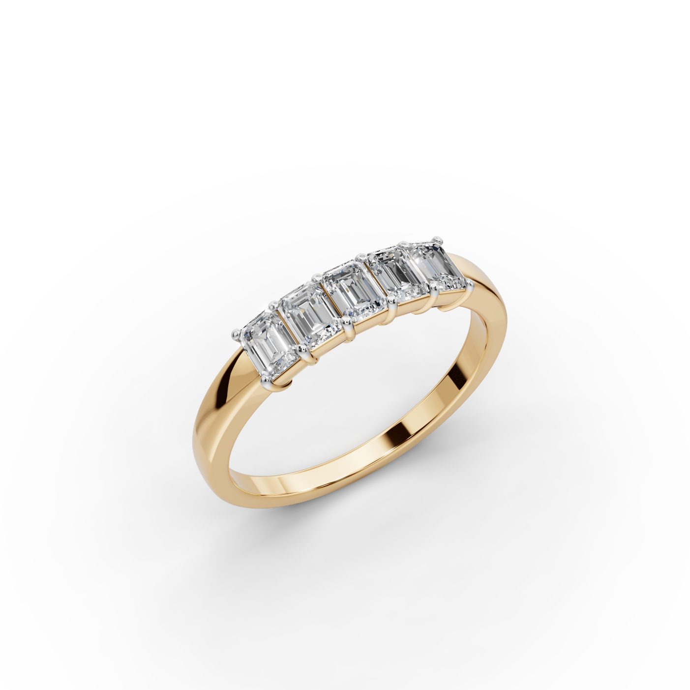 Classic Trail Emerald Lab-Grown Diamond Five Stone Ring in yellow gold