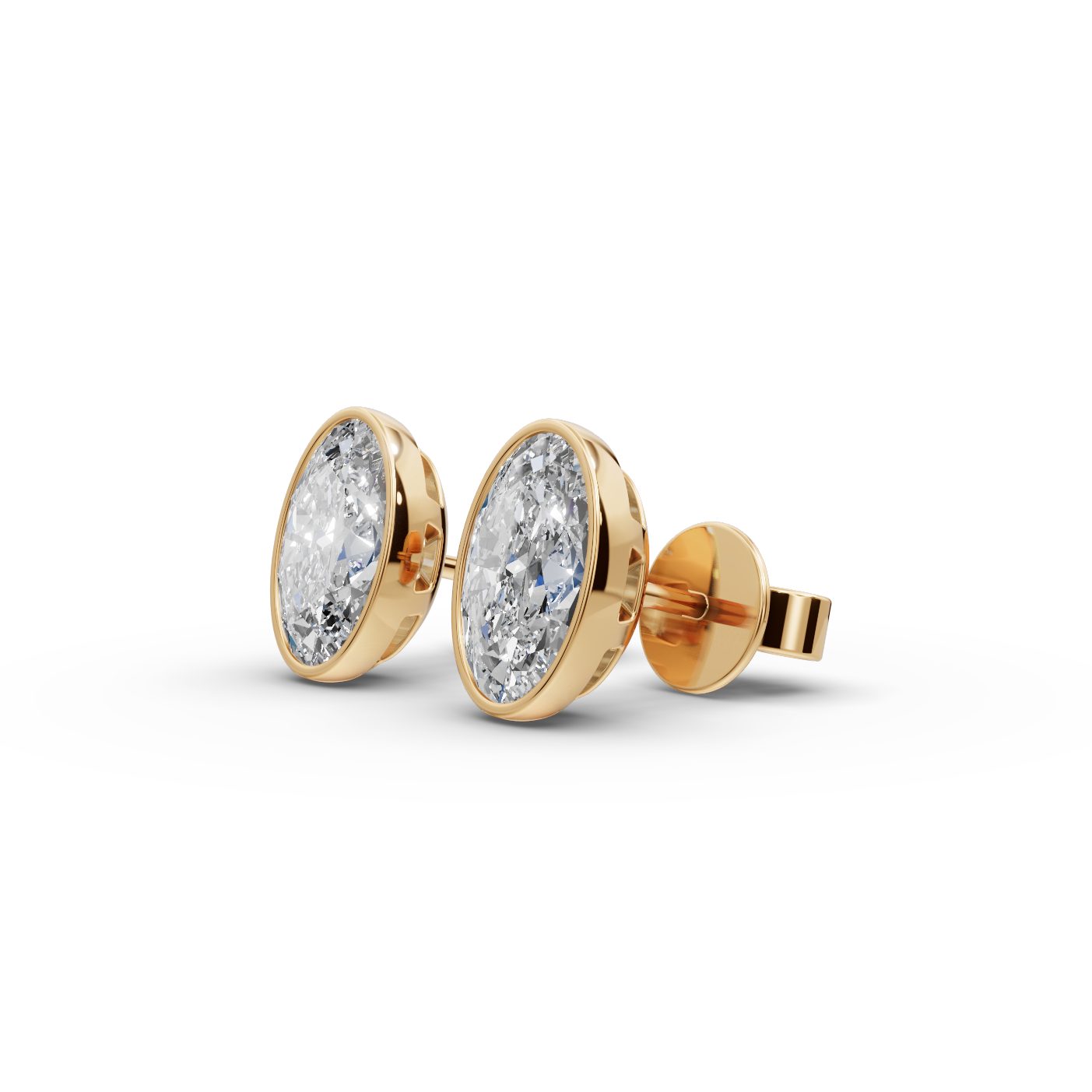 Eternal Whisper Oval Lab-Grown Diamond Studs Earring in yellow gold, set with lab-grown diamonds