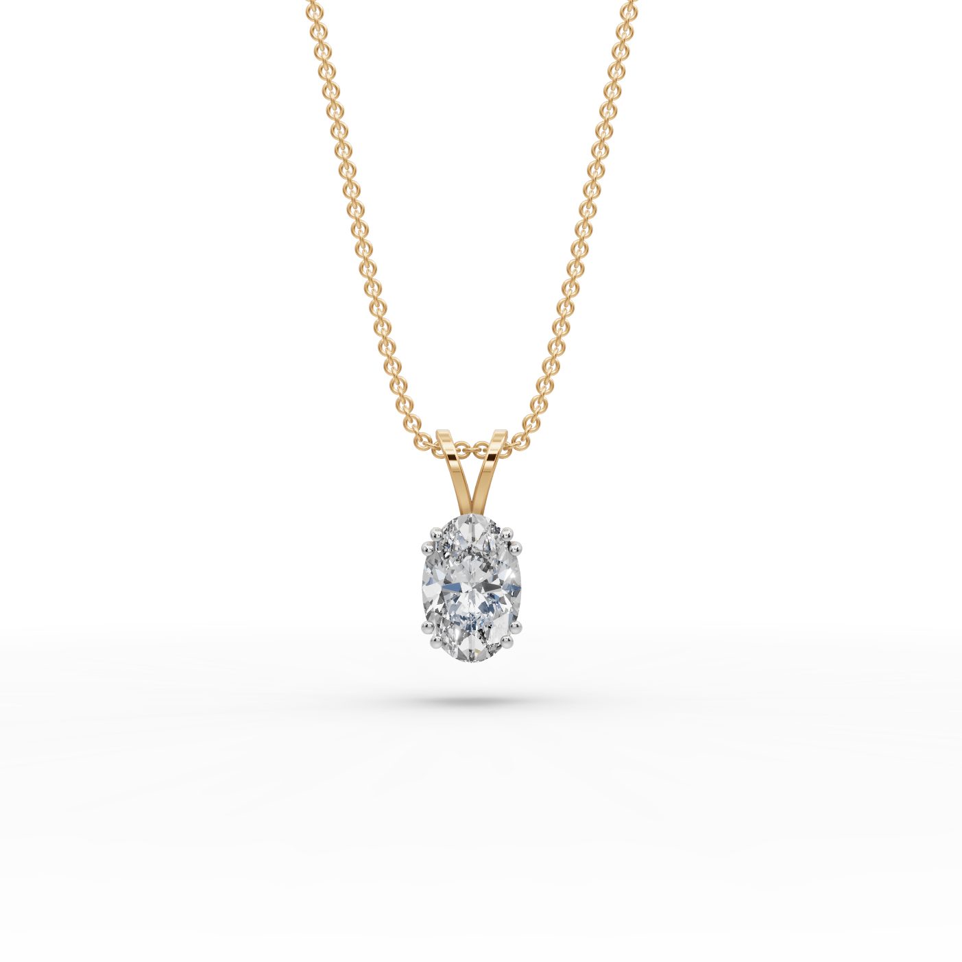 Pristine Cascade Oval Lab-Grown Diamond Solitaire Pendant in yellow gold