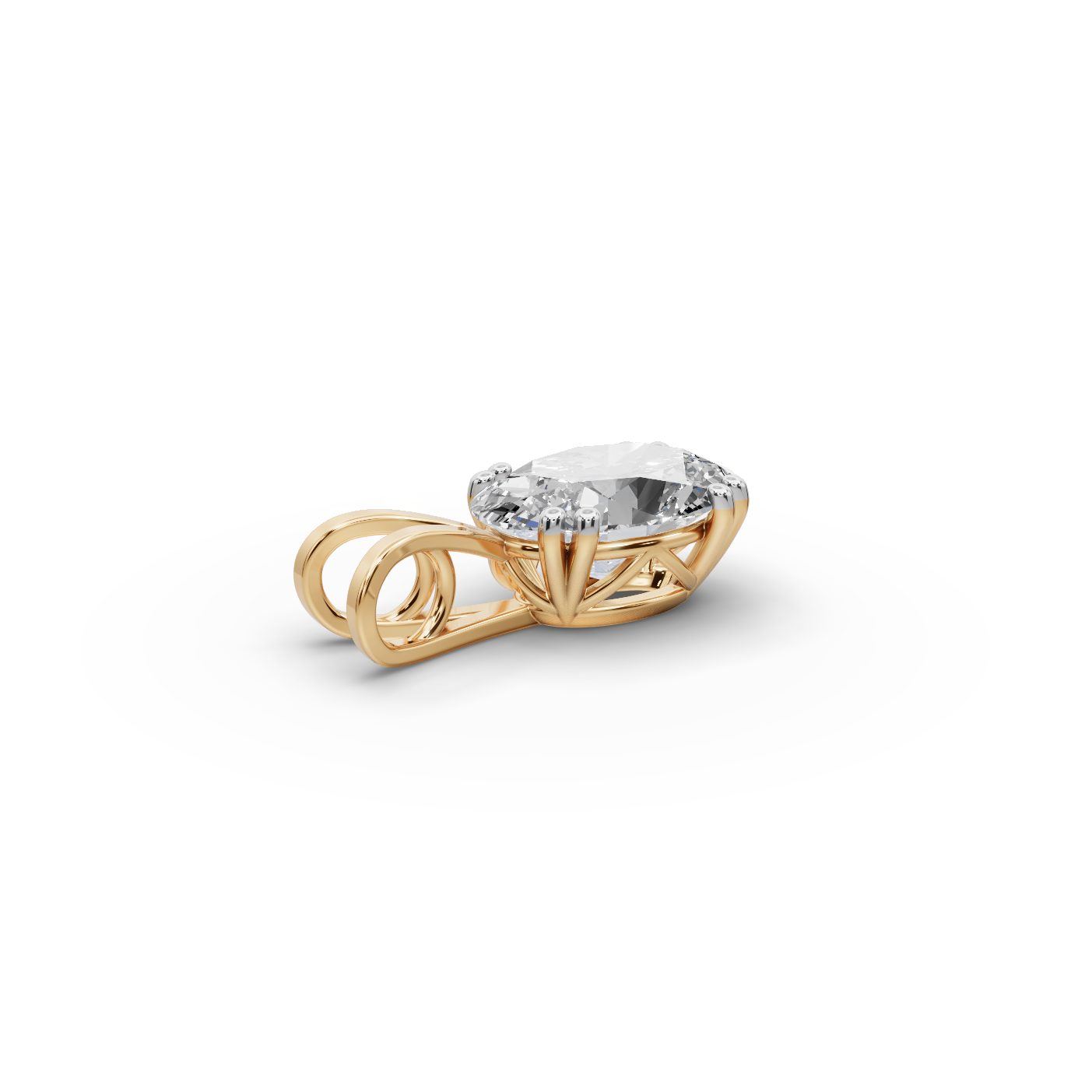 Pristine Cascade Oval Lab-Grown Diamond Solitaire Pendant in yellow gold