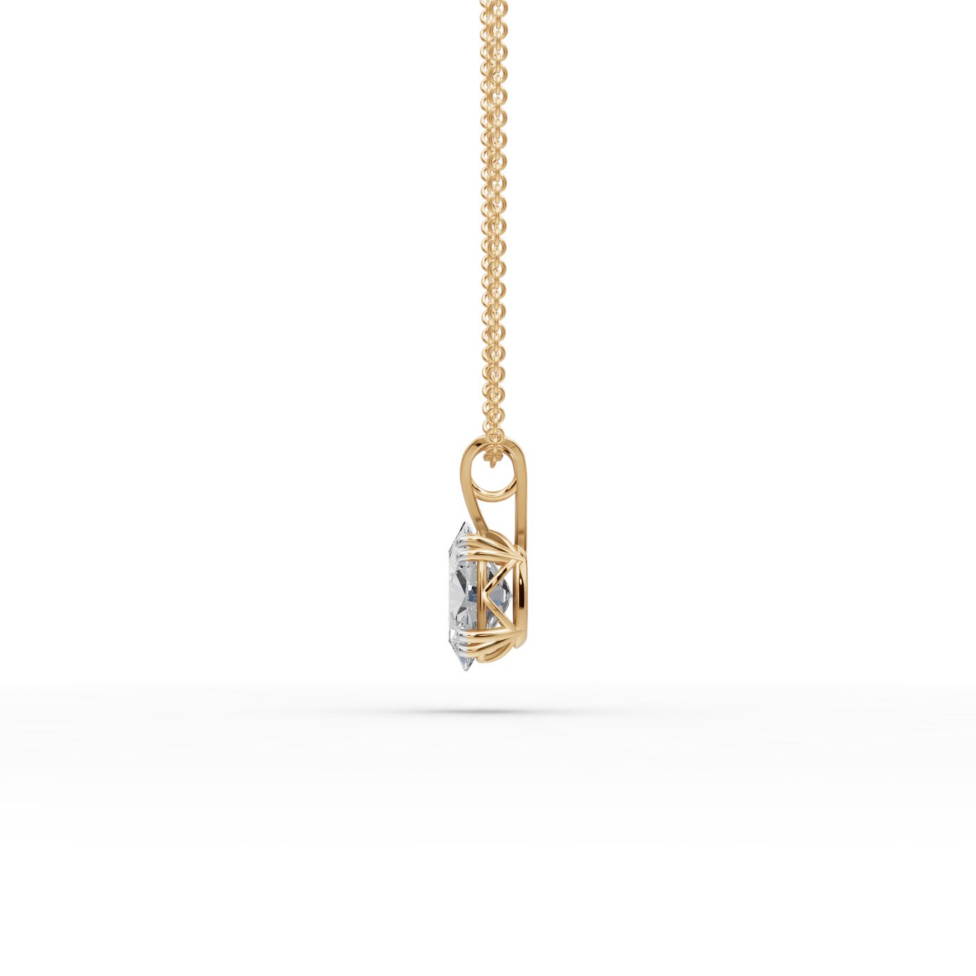 Pristine Cascade Oval Lab-Grown Diamond Solitaire Pendant in yellow gold