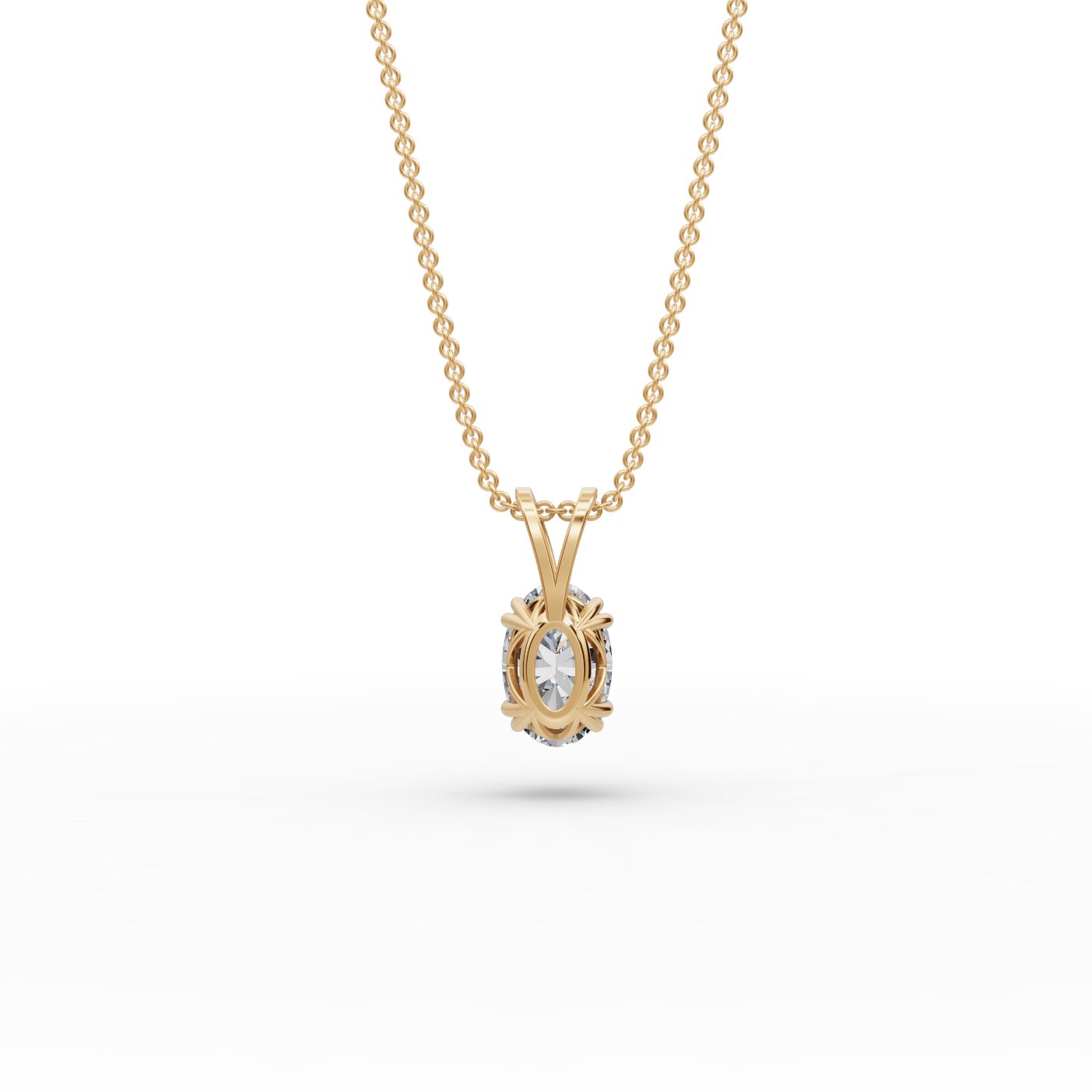 Pristine Cascade Oval Lab-Grown Diamond Solitaire Pendant in yellow gold