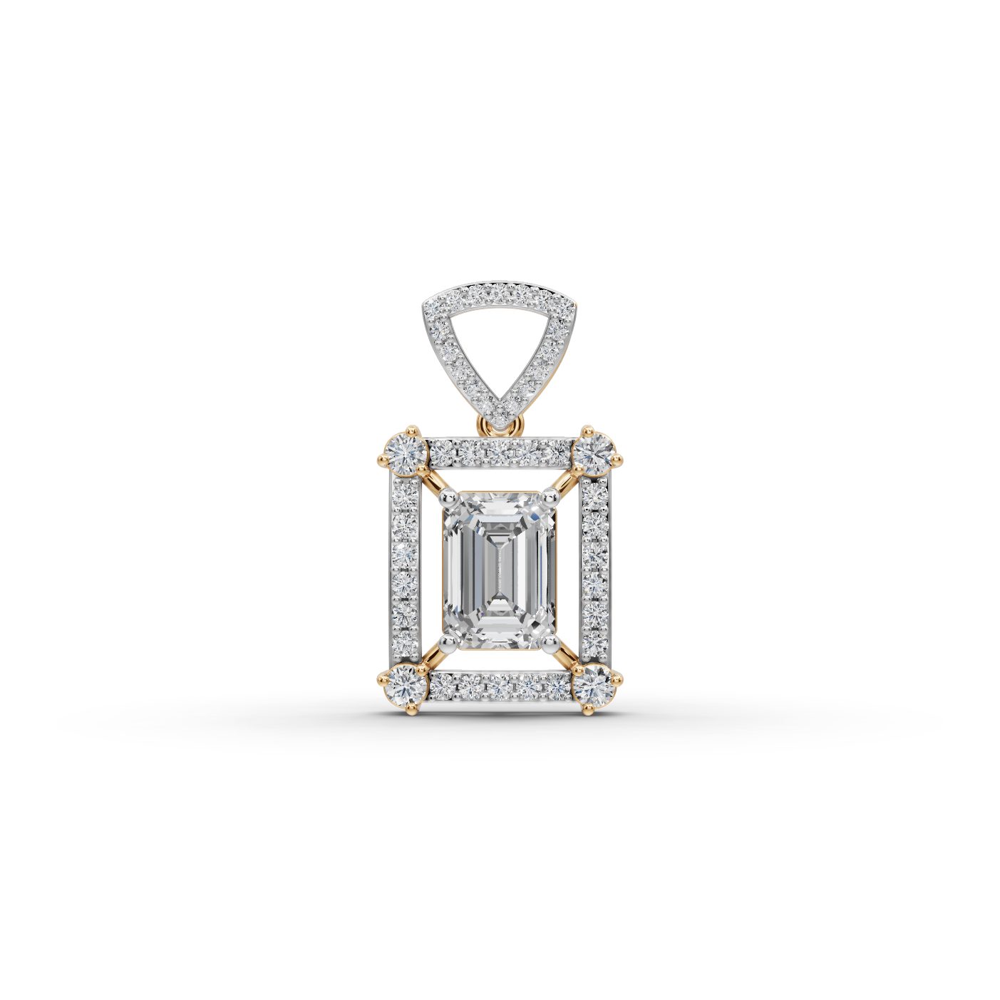 Eternal Grace Emerald Lab-Grown Diamond Halo Pendant in yellow gold, set with lab-grown diamonds