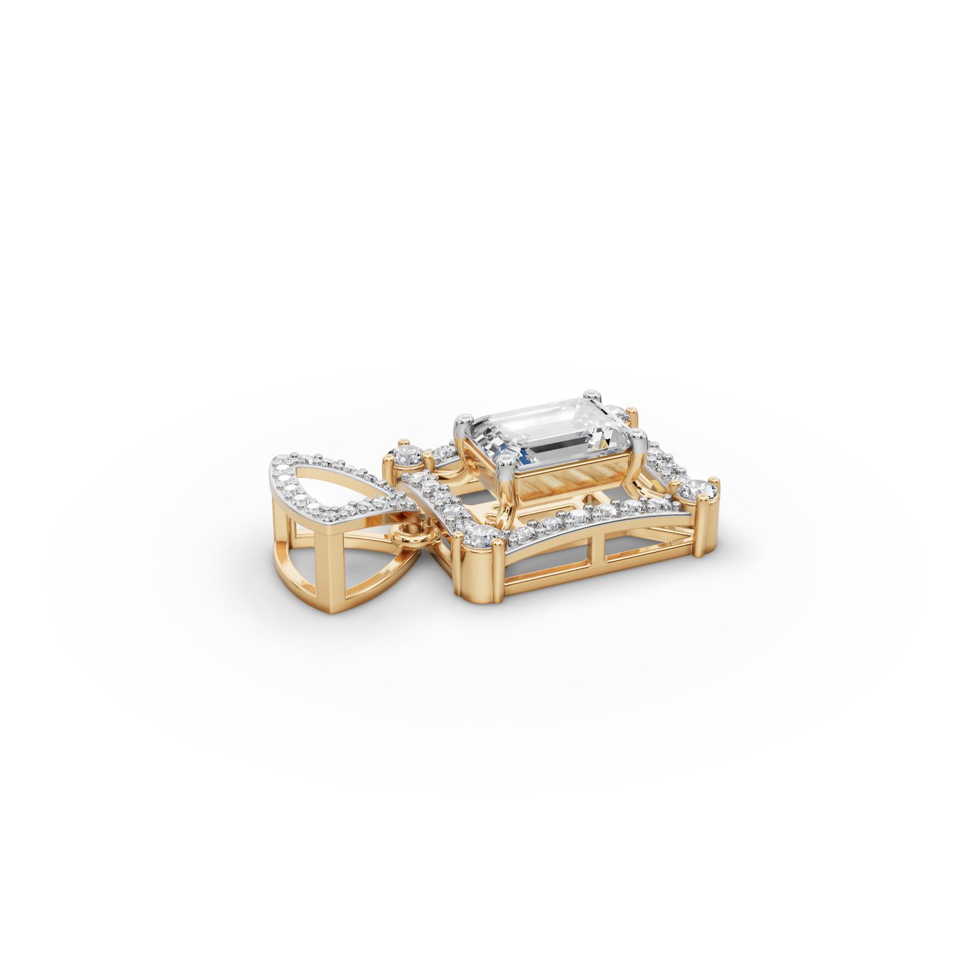 Eternal Grace Emerald Lab-Grown Diamond Halo Pendant in yellow gold