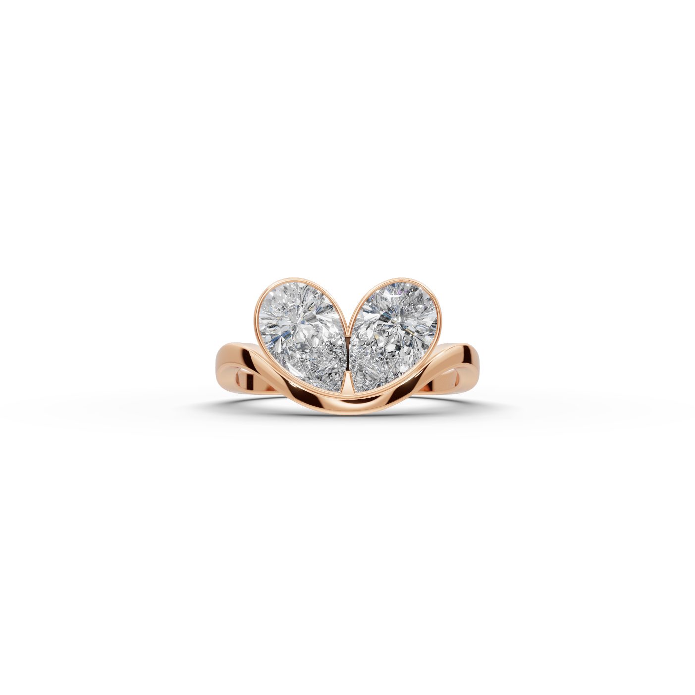 Brilliant Cascade Pear Lab-Grown Diamond Two Stone Toi Et Moi in rose gold