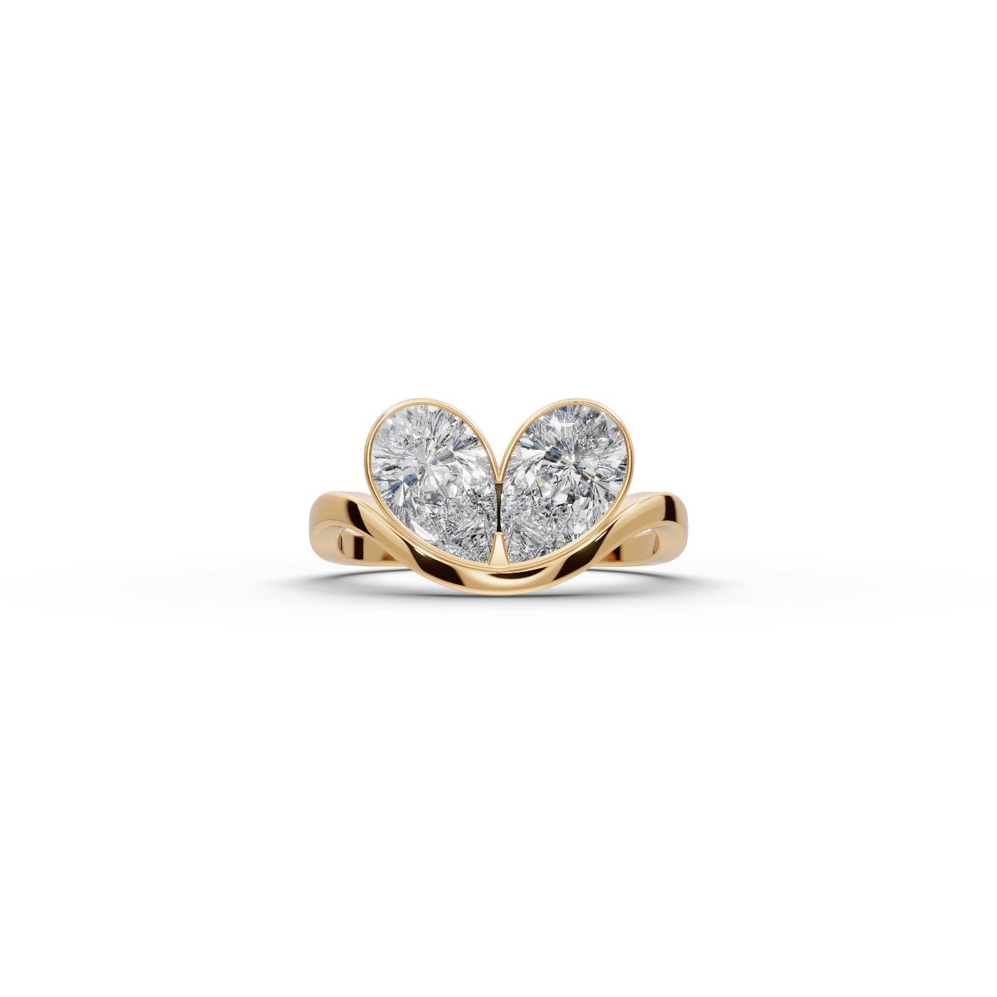 Brilliant Cascade Pear Lab-Grown Diamond Two Stone Toi Et Moi in yellow gold, set with lab-grown diamonds