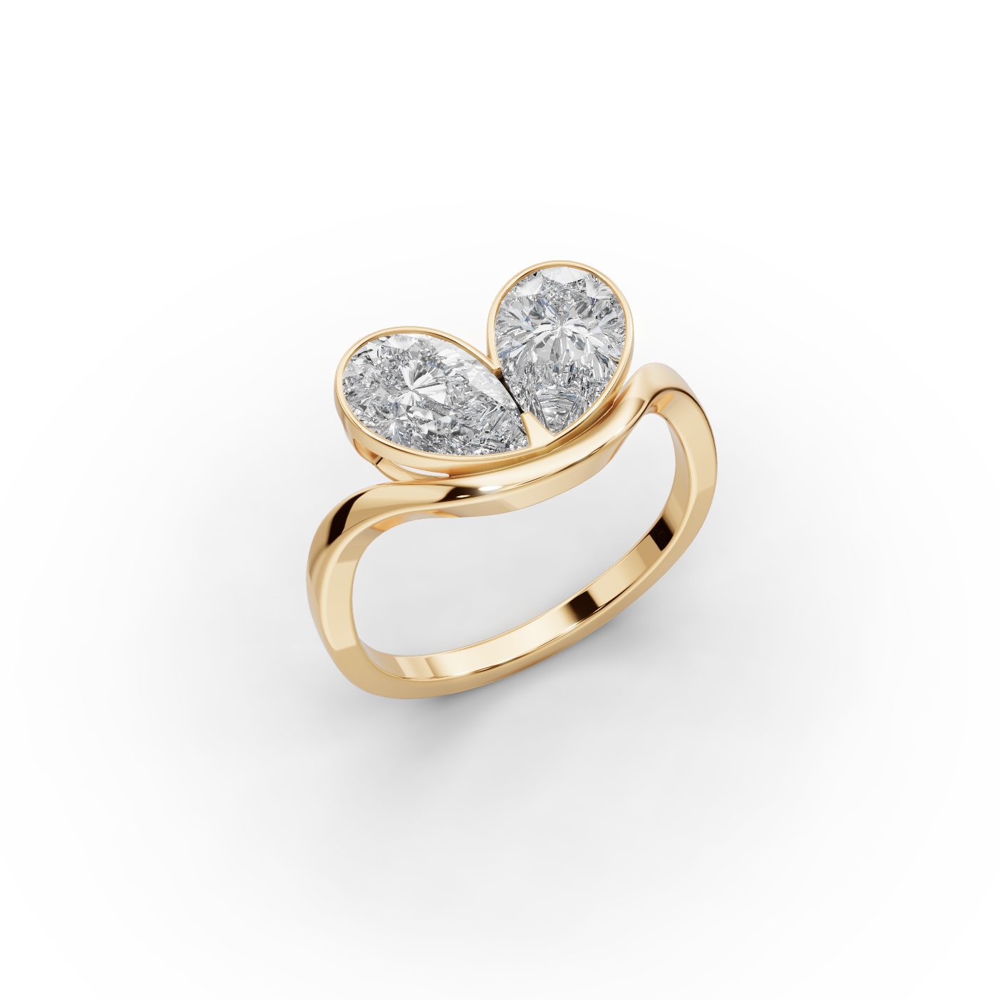 Brilliant Cascade Pear Lab-Grown Diamond Two Stone Toi Et Moi in yellow gold