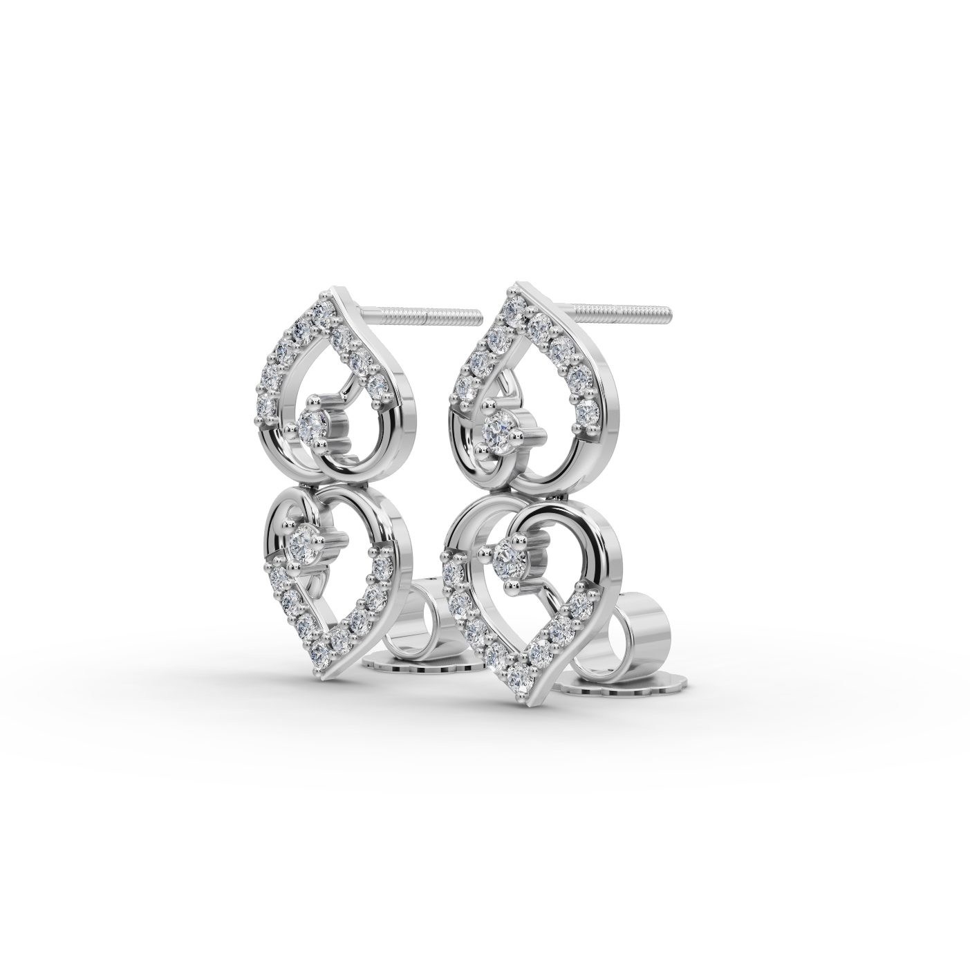 Infinite Line Twin Heart Drop Lab-Grown Diamond Silver Earring in silver