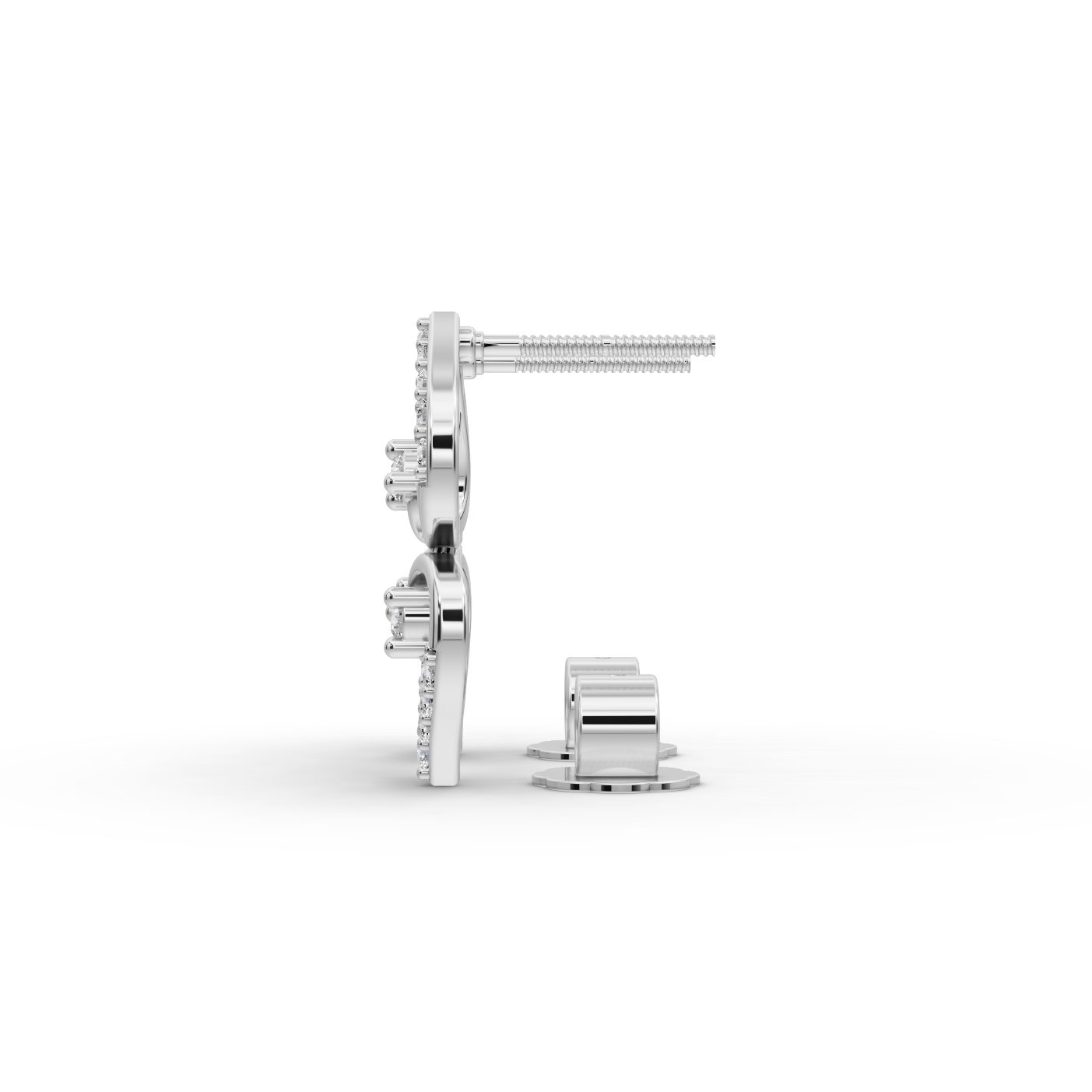 Infinite Line Twin Heart Drop Lab-Grown Diamond Silver Earring in silver
