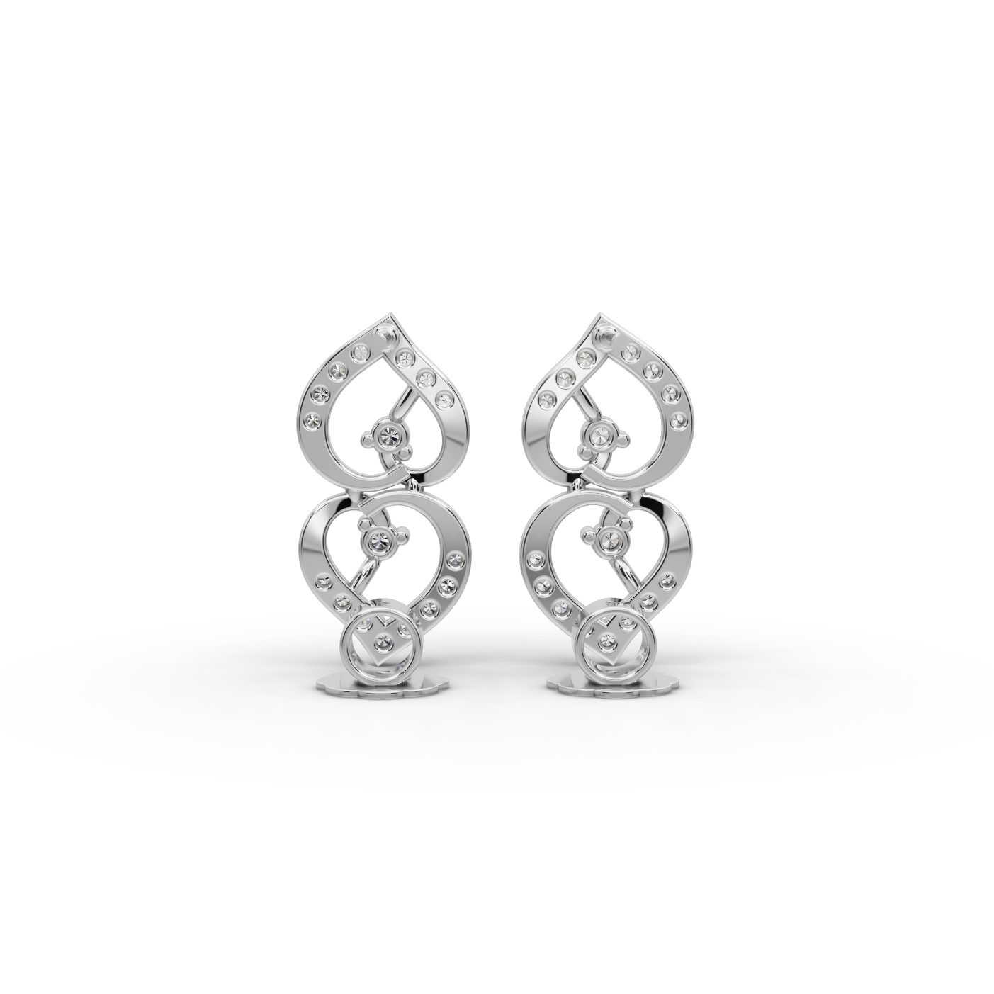 Infinite Line Twin Heart Drop Lab-Grown Diamond Silver Earring in silver