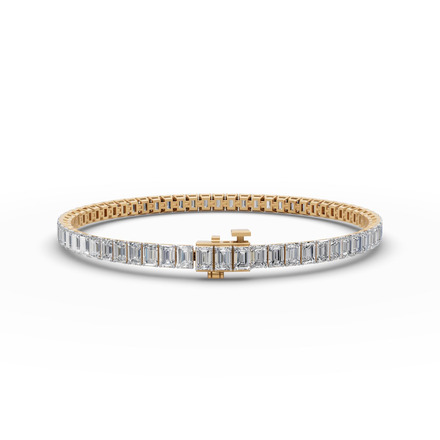 Luminous Ember Emerald Lab-Grown Diamond Tennis Bracelet in yellow gold