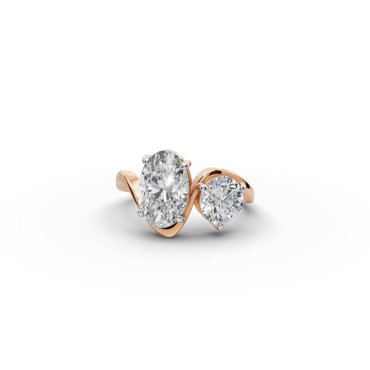 Everlasting Whisper Oval Lab-Grown Diamond Two Stone Toi Et Moi in rose gold