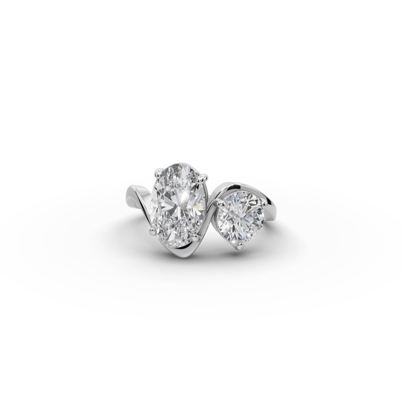 Everlasting Whisper Oval Lab-Grown Diamond Two Stone Toi Et Moi in white gold