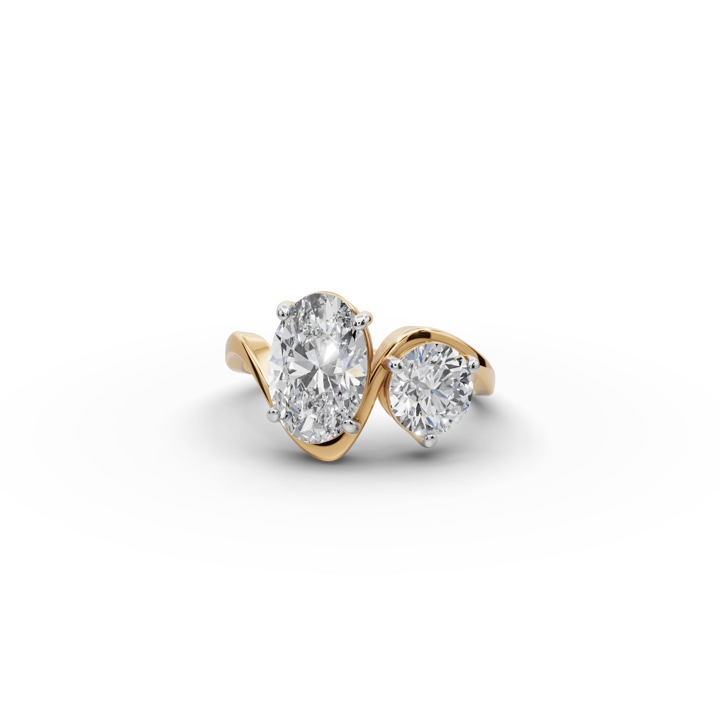 Everlasting Whisper Oval Lab-Grown Diamond Two Stone Toi Et Moi in yellow gold, set with lab-grown diamonds