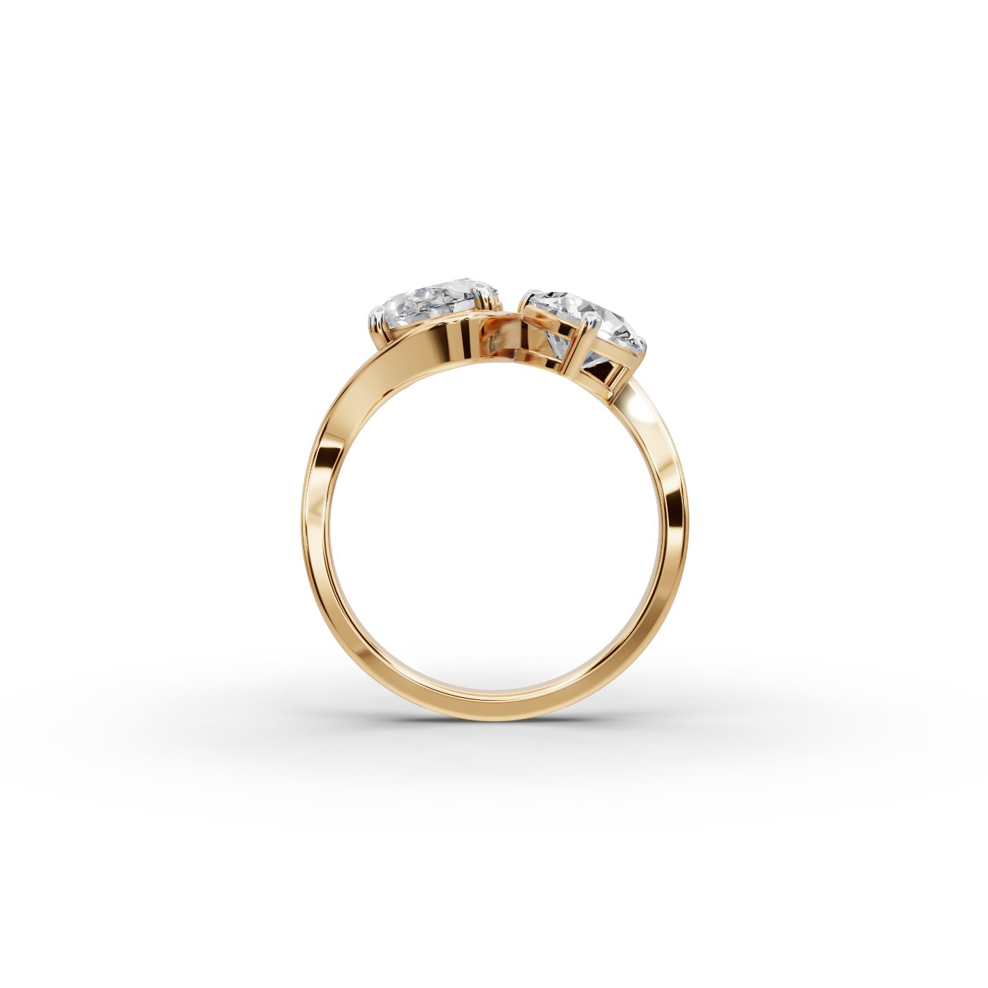 Everlasting Whisper Oval Lab-Grown Diamond Two Stone Toi Et Moi in yellow gold
