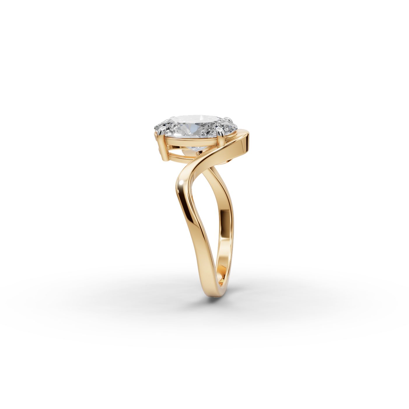 Everlasting Whisper Oval Lab-Grown Diamond Two Stone Toi Et Moi in yellow gold