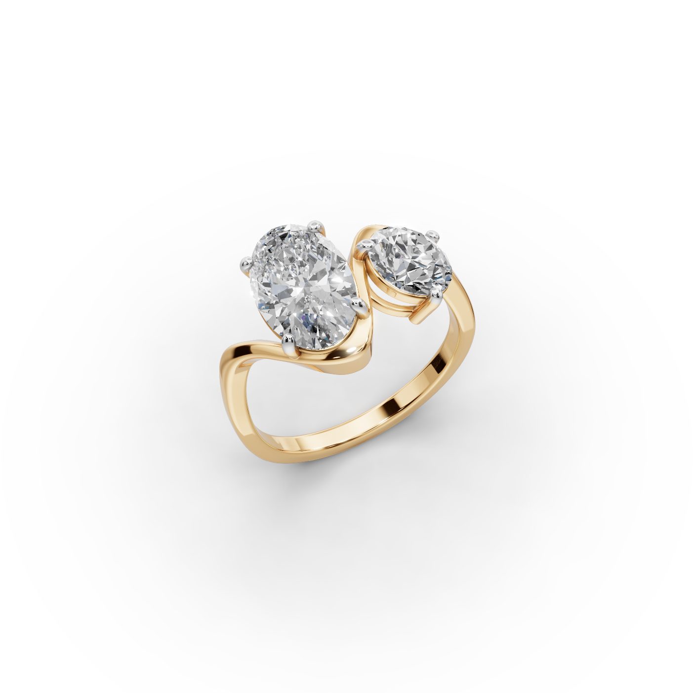 Everlasting Whisper Oval Lab-Grown Diamond Two Stone Toi Et Moi in yellow gold