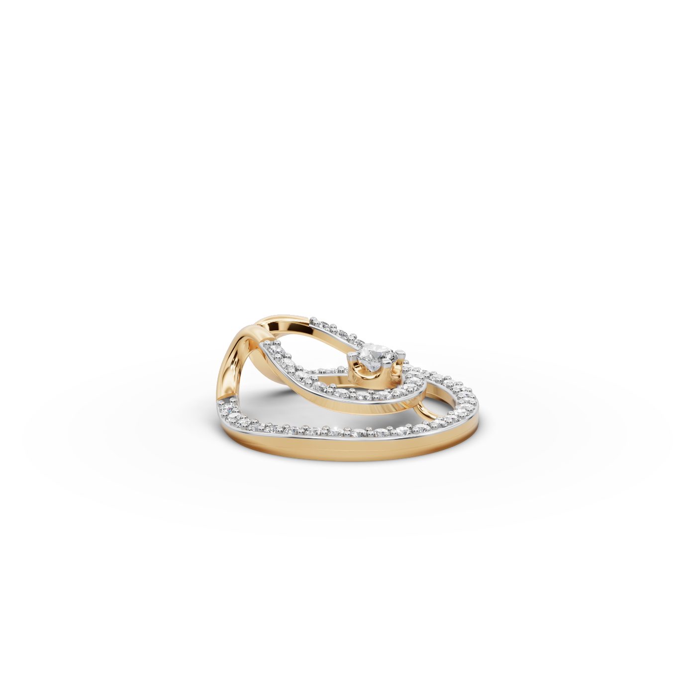 Pristine Cascade Round Lab-Grown Diamond Solitaire Pendant in yellow gold