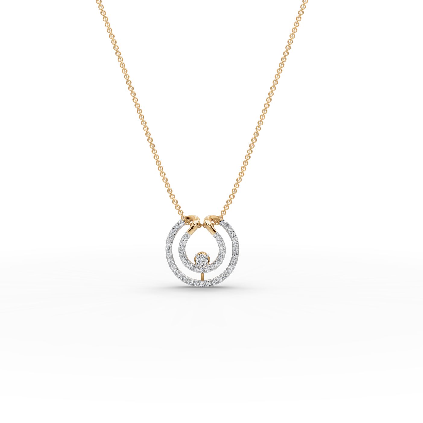 Pristine Cascade Round Lab-Grown Diamond Solitaire Pendant in yellow gold