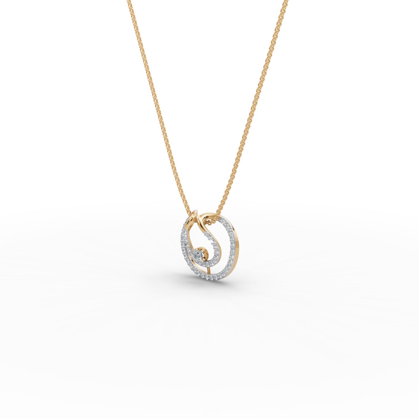 Pristine Cascade Round Lab-Grown Diamond Solitaire Pendant in yellow gold