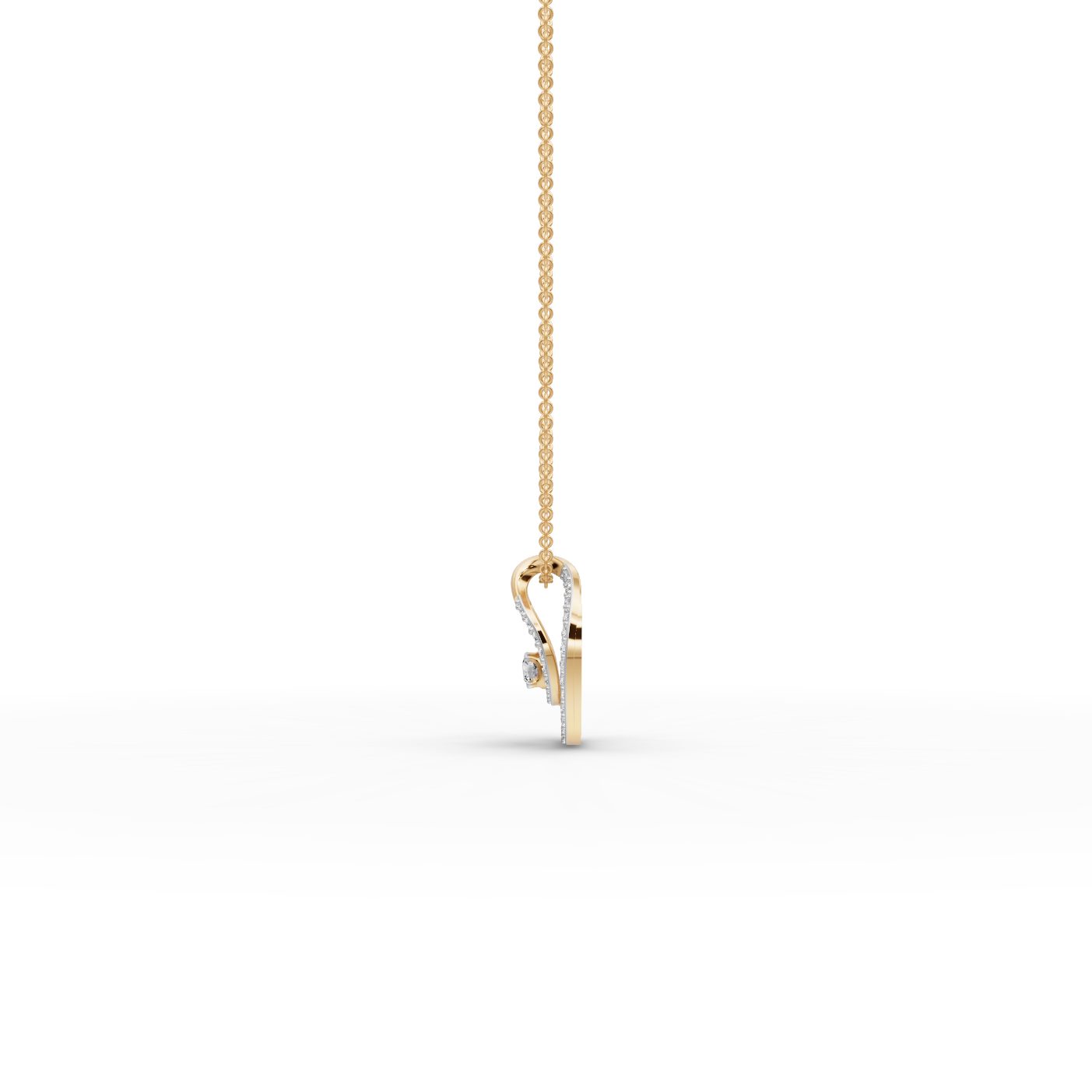 Pristine Cascade Round Lab-Grown Diamond Solitaire Pendant in yellow gold