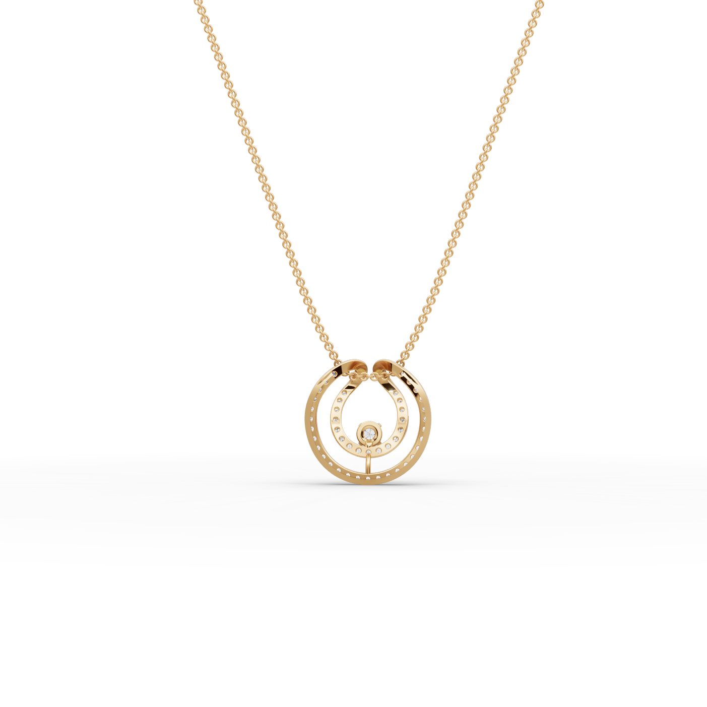 Pristine Cascade Round Lab-Grown Diamond Solitaire Pendant in yellow gold