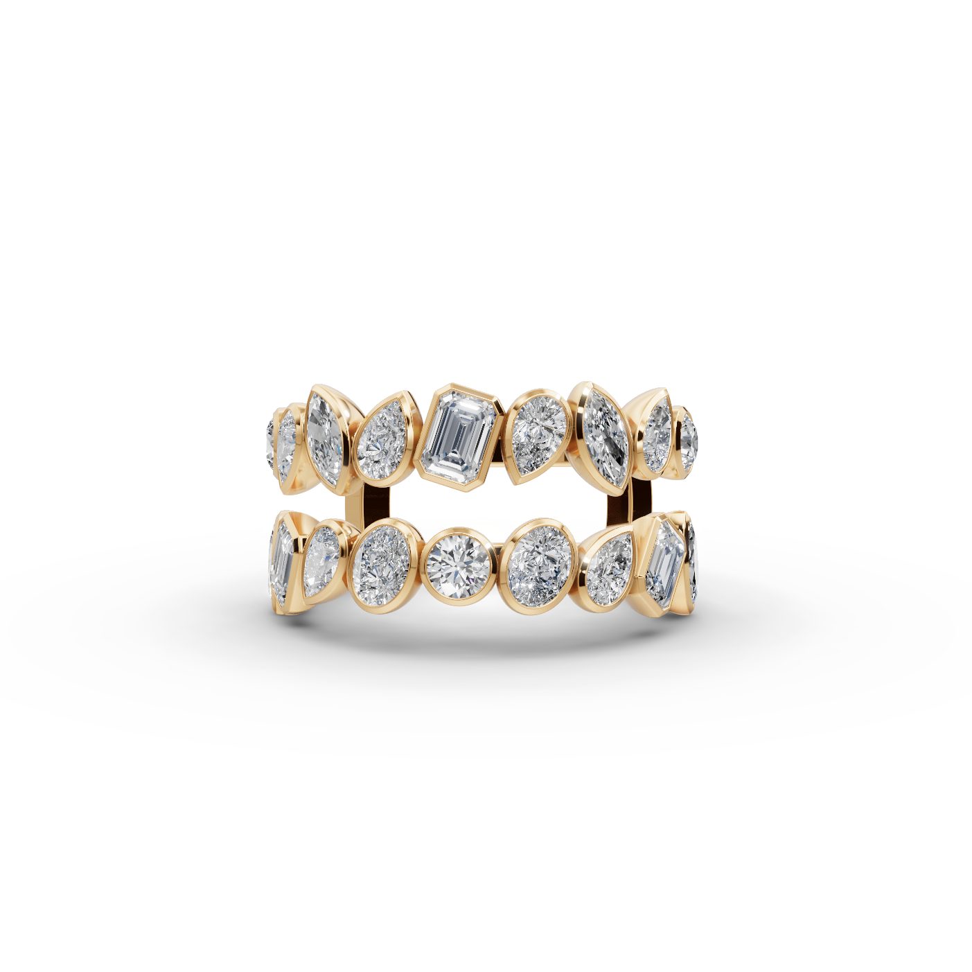Majestic Signature Pear Lab-Grown Diamond Bands Ring in yellow gold, set with lab-grown diamonds