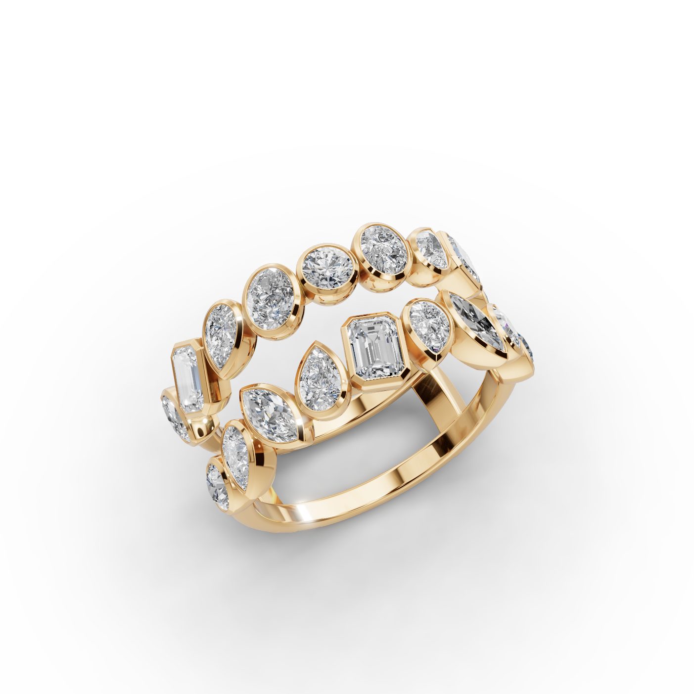 Majestic Signature Pear Lab-Grown Diamond Bands Ring in yellow gold