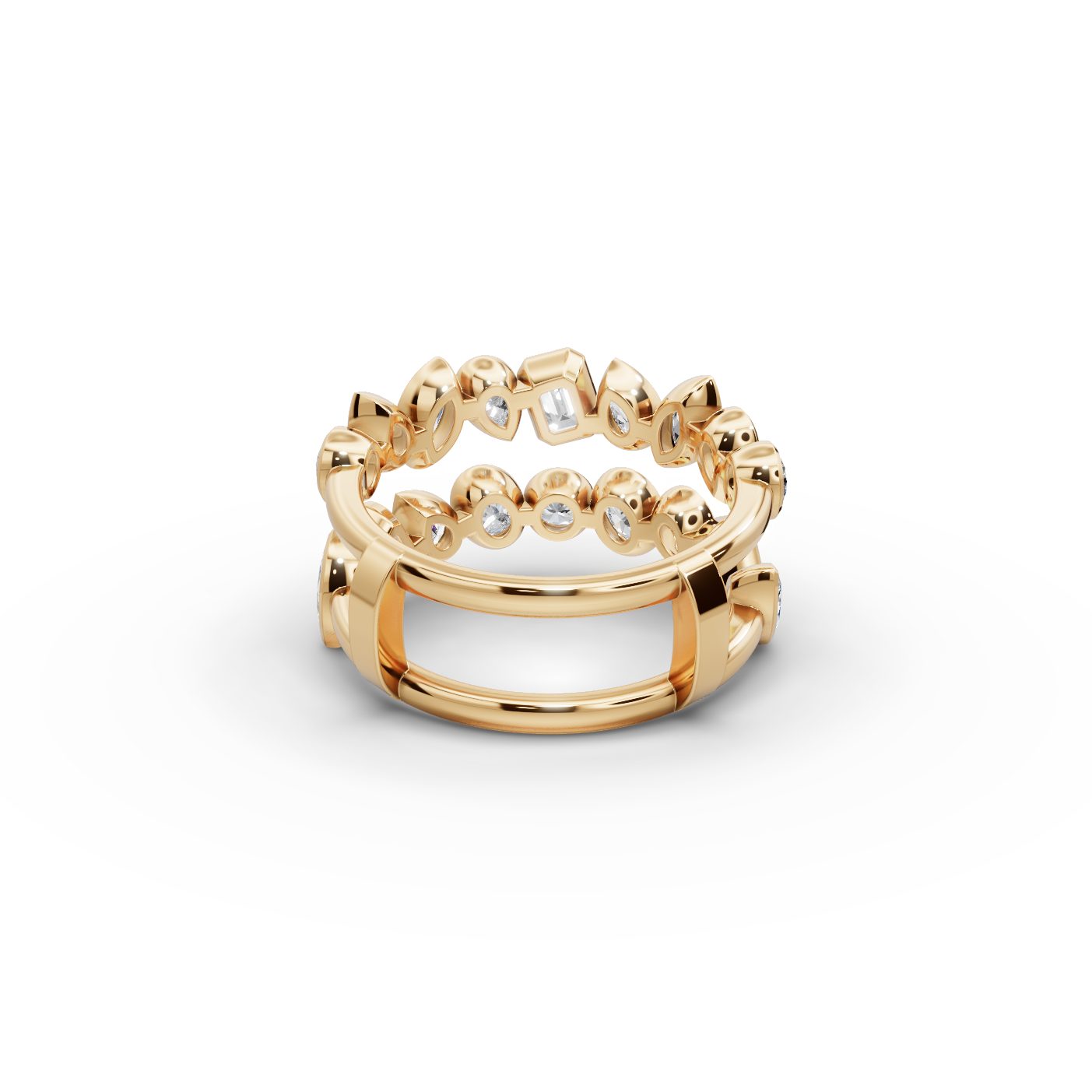 Majestic Signature Pear Lab-Grown Diamond Bands Ring in yellow gold