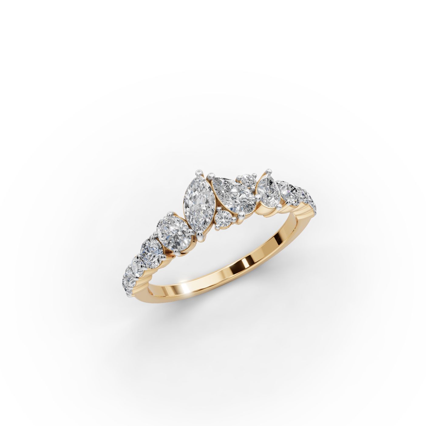 Morning Line Round Lab-Grown Diamond Bands Ring in yellow gold