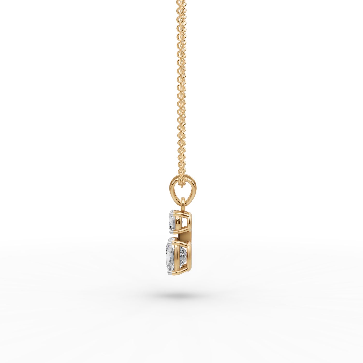 Regal Sparkle Cushion Lab-Grown Diamond Solitaire Pendant in yellow gold