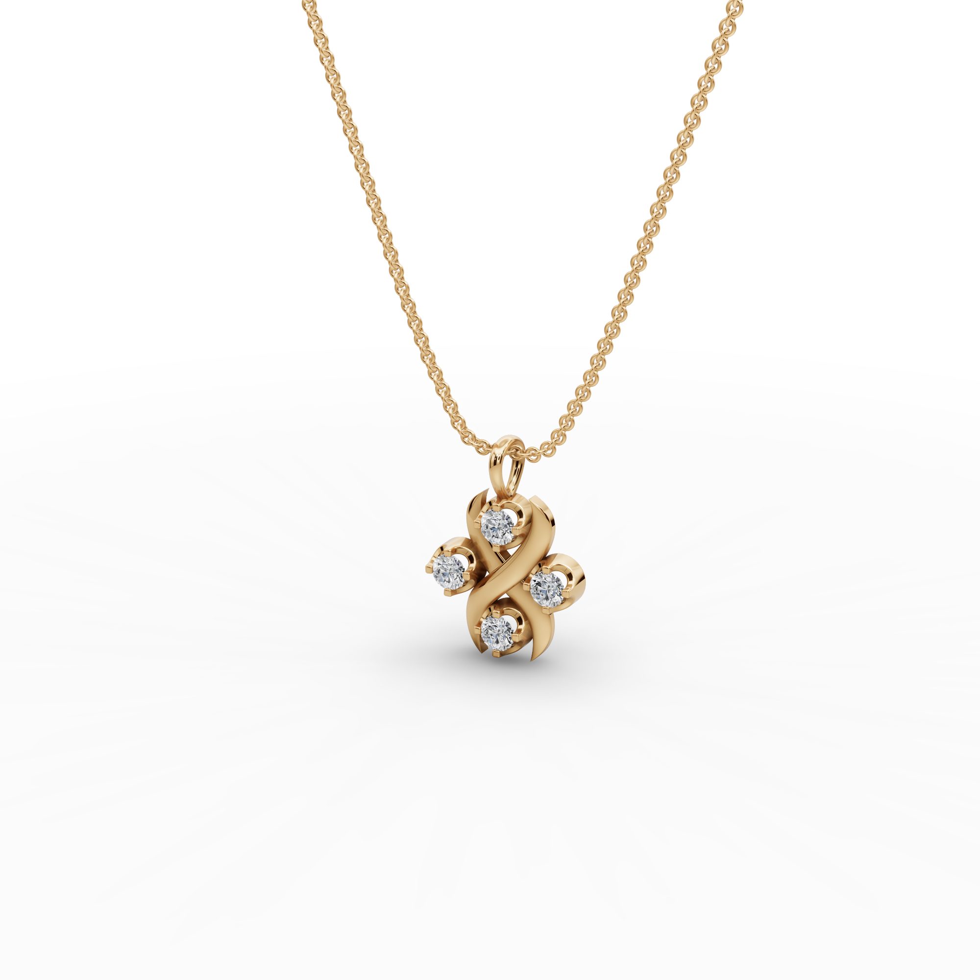 Majestic Bloom Round Lab-Grown Diamond Cluster Pendant in yellow gold