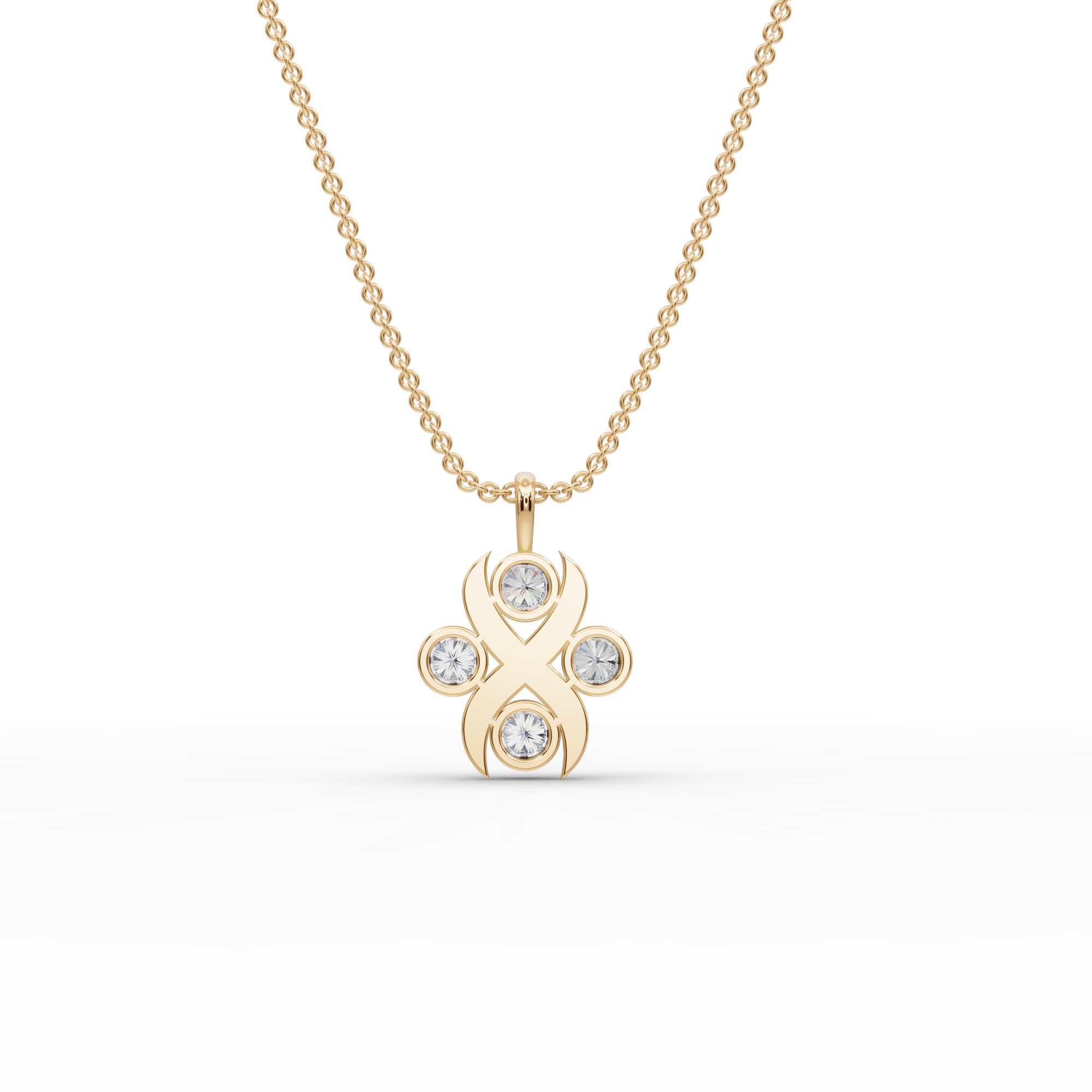 Majestic Bloom Round Lab-Grown Diamond Cluster Pendant in yellow gold