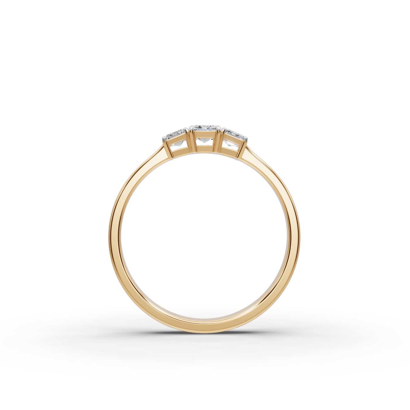 Eternal Cascade Emerald Lab-Grown Diamond Three Stone Ring in yellow gold
