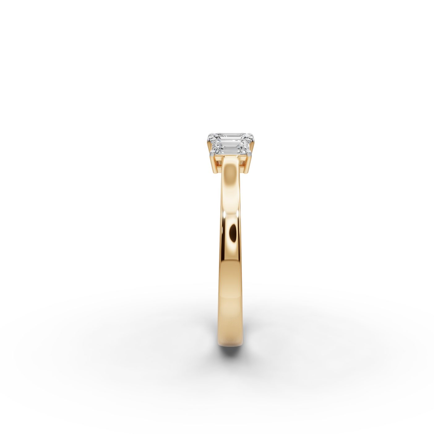 Eternal Cascade Emerald Lab-Grown Diamond Three Stone Ring in yellow gold