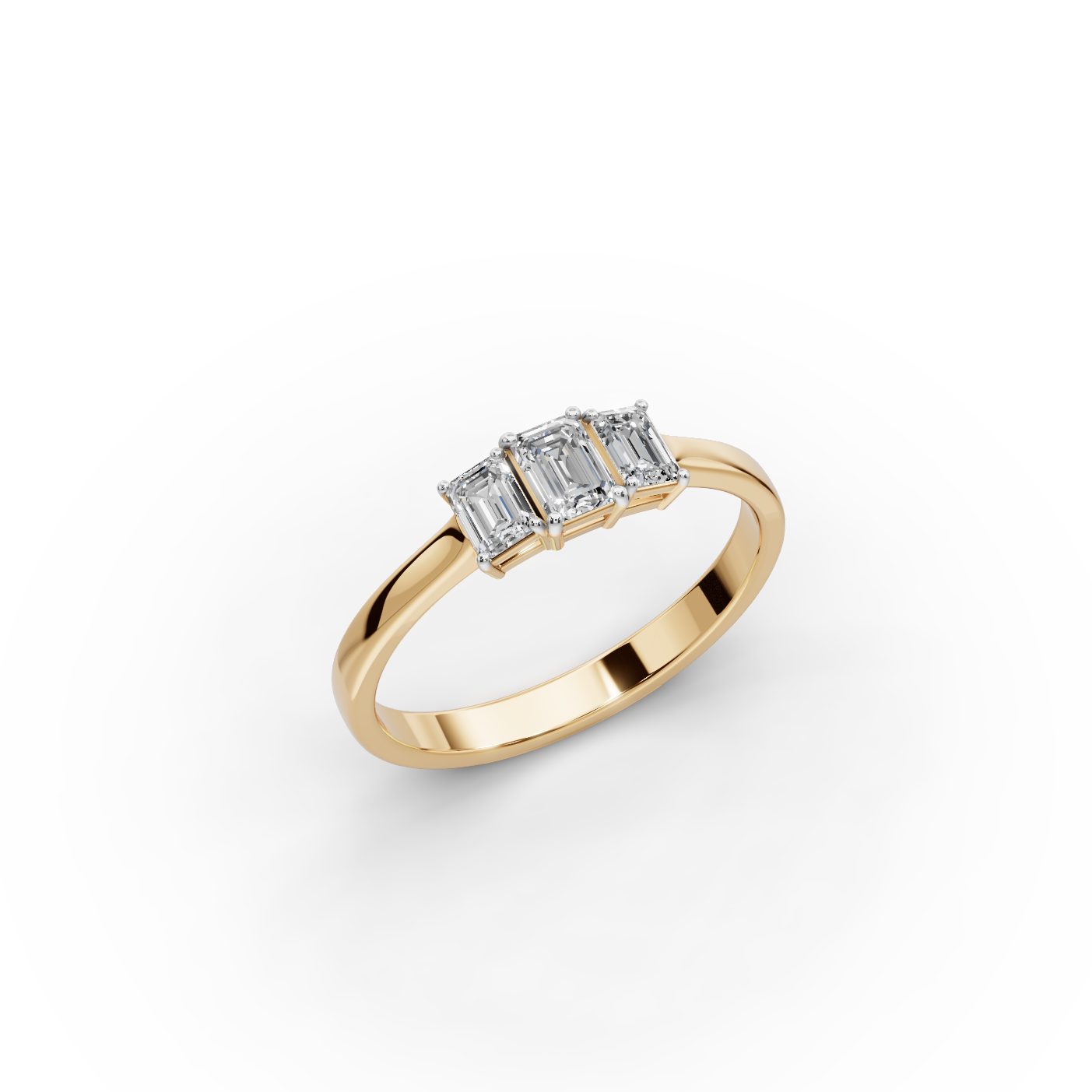 Eternal Cascade Emerald Lab-Grown Diamond Three Stone Ring in yellow gold