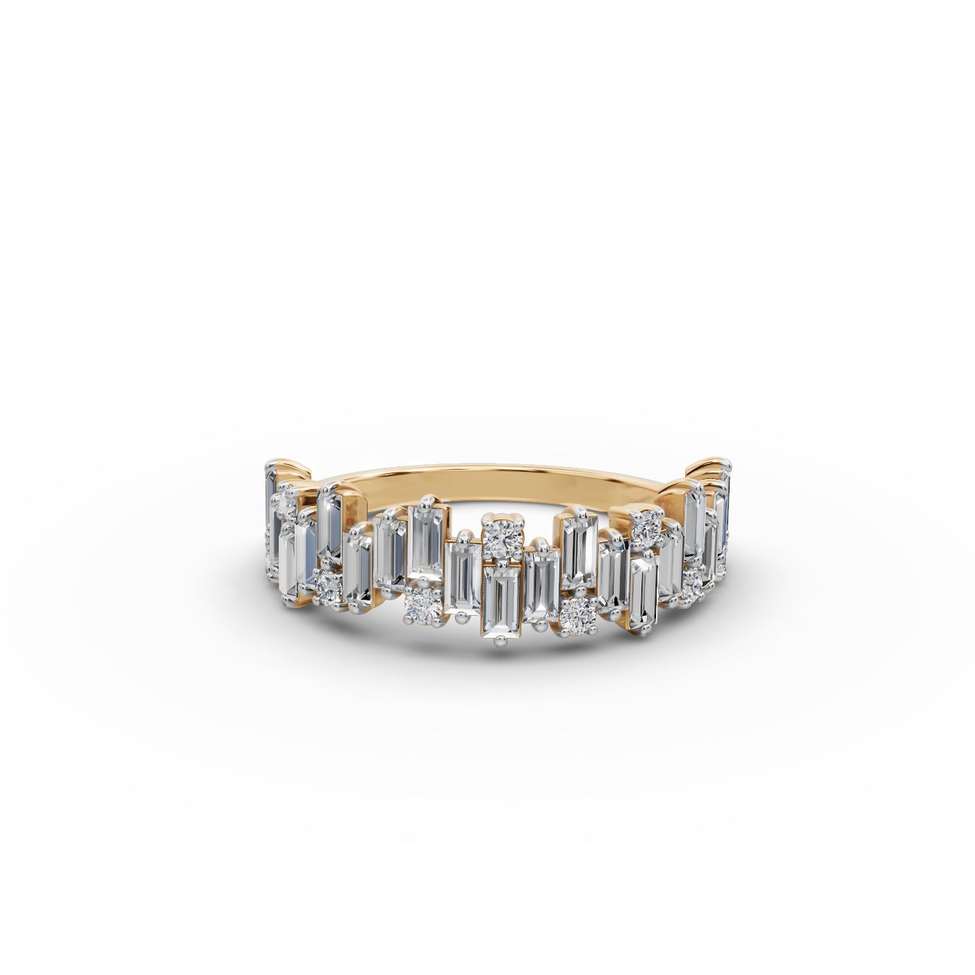 Graceful Sparkle Baguette Lab-Grown Diamond Bands Ring in yellow gold, set with lab-grown diamonds