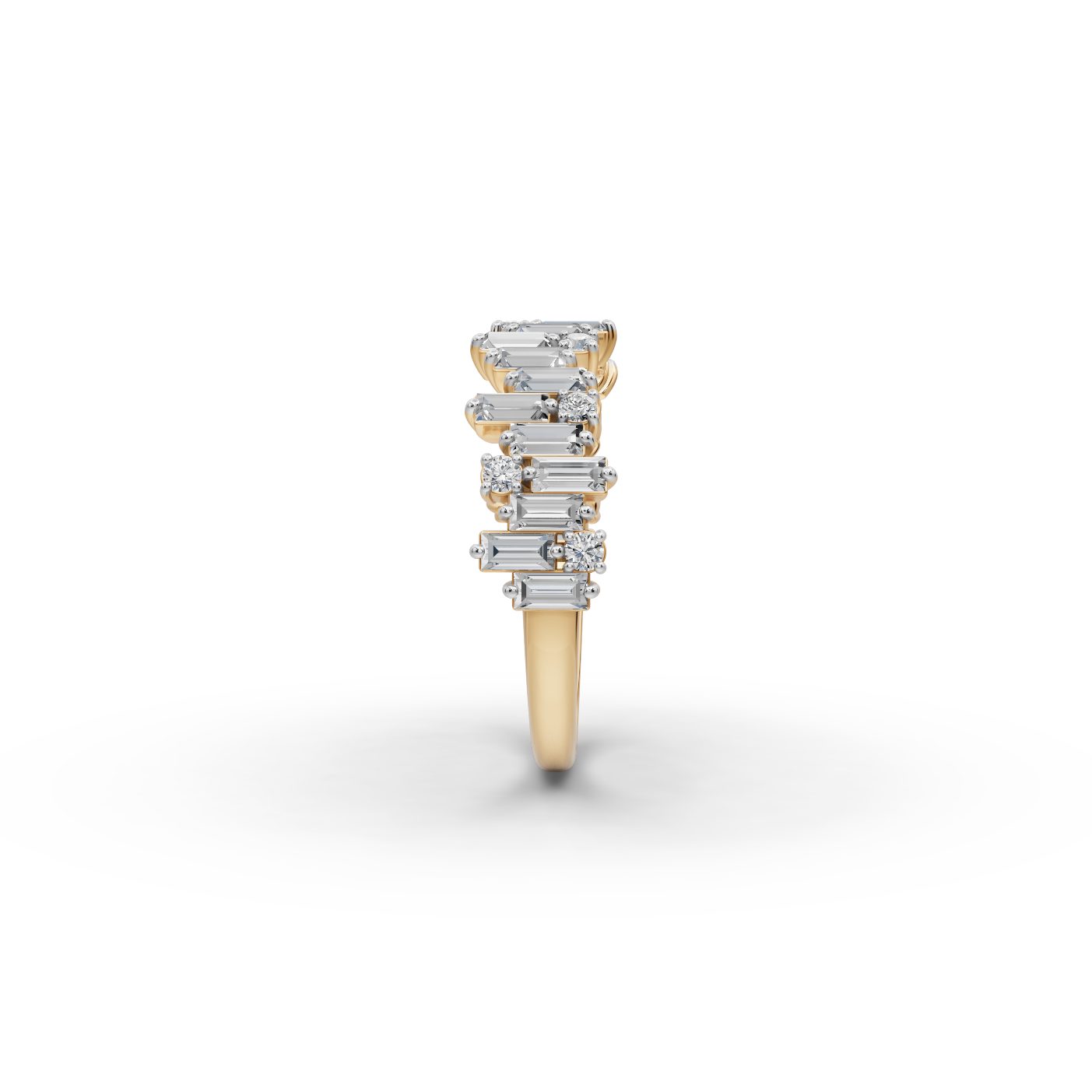 Graceful Sparkle Baguette Lab-Grown Diamond Bands Ring in yellow gold