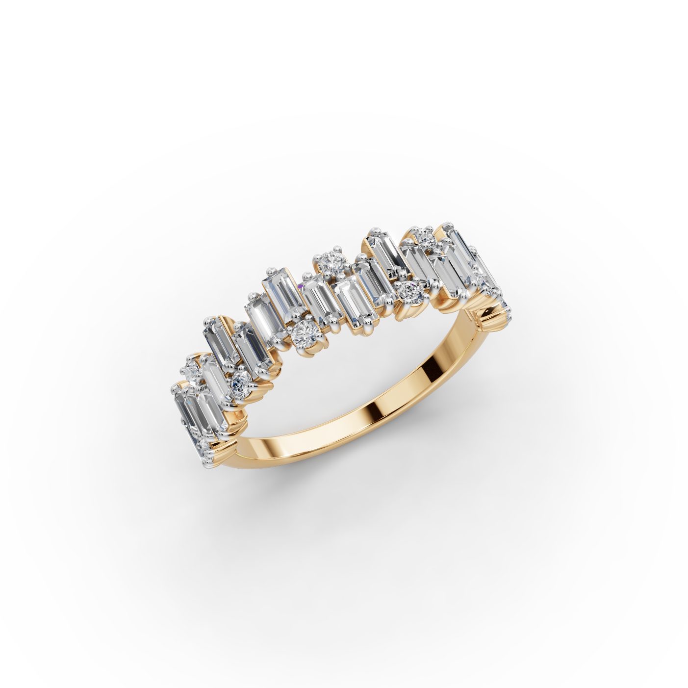 Graceful Sparkle Baguette Lab-Grown Diamond Bands Ring in yellow gold