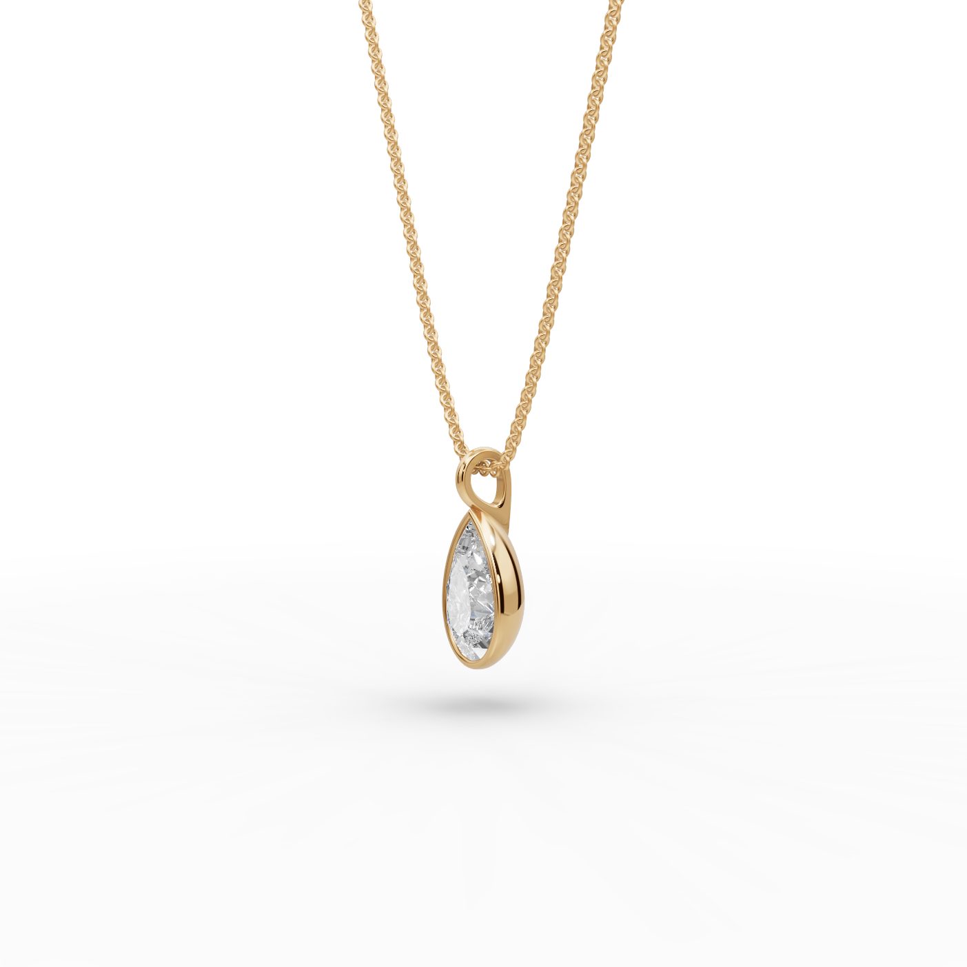 Graceful Ember Pear Lab-Grown Diamond Solitaire Pendant in yellow gold
