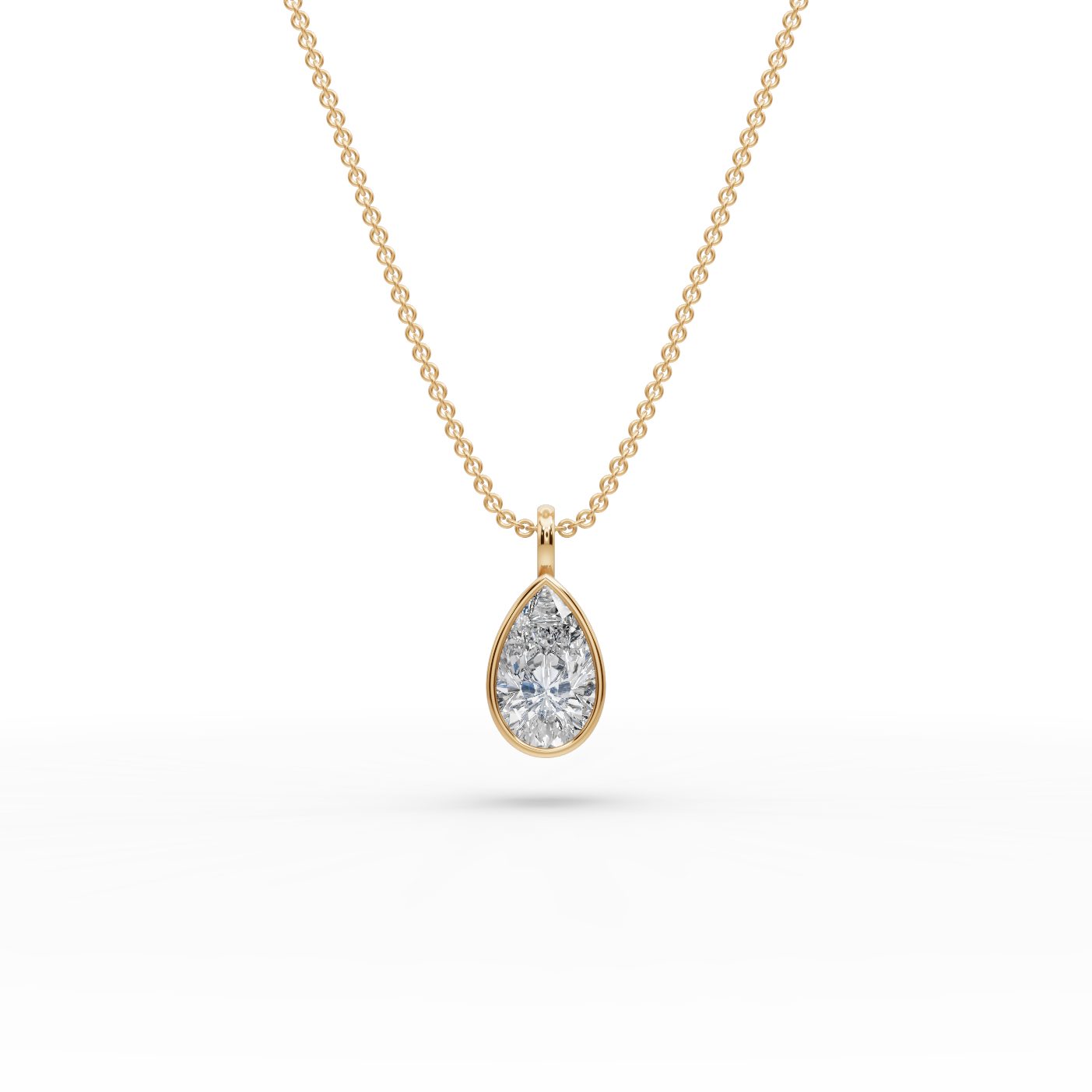Graceful Ember Pear Lab-Grown Diamond Solitaire Pendant in yellow gold