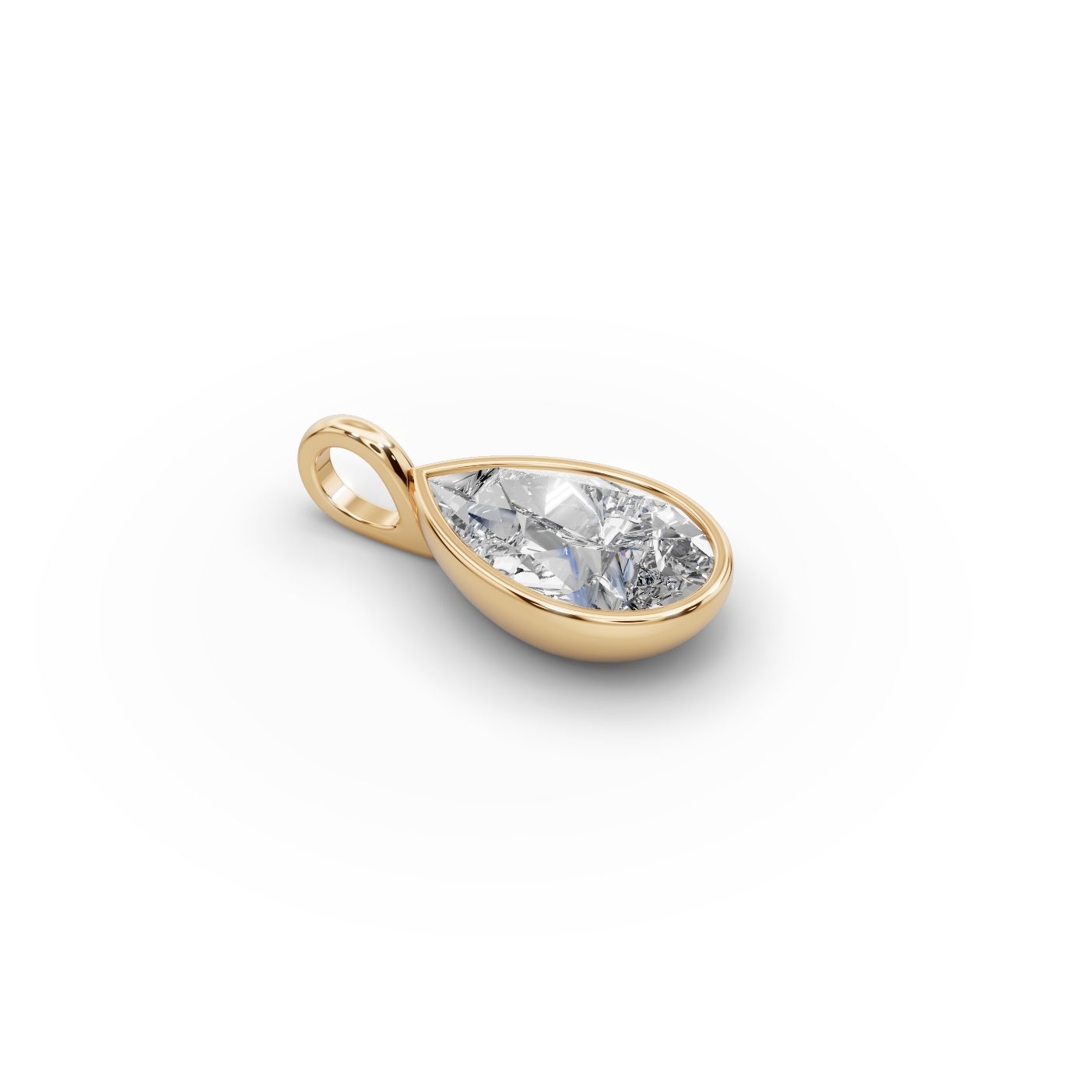 Graceful Ember Pear Lab-Grown Diamond Solitaire Pendant in yellow gold