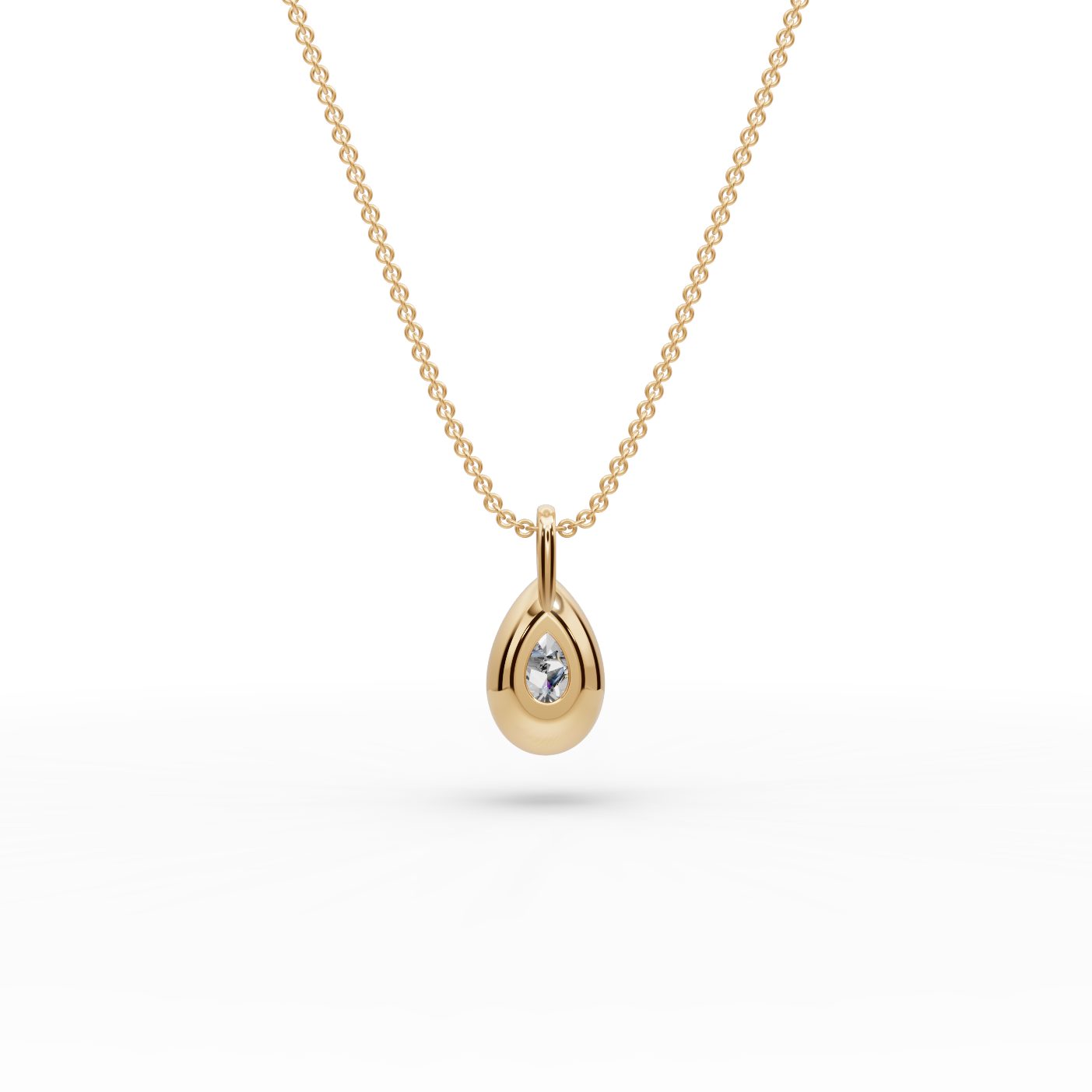 Graceful Ember Pear Lab-Grown Diamond Solitaire Pendant in yellow gold
