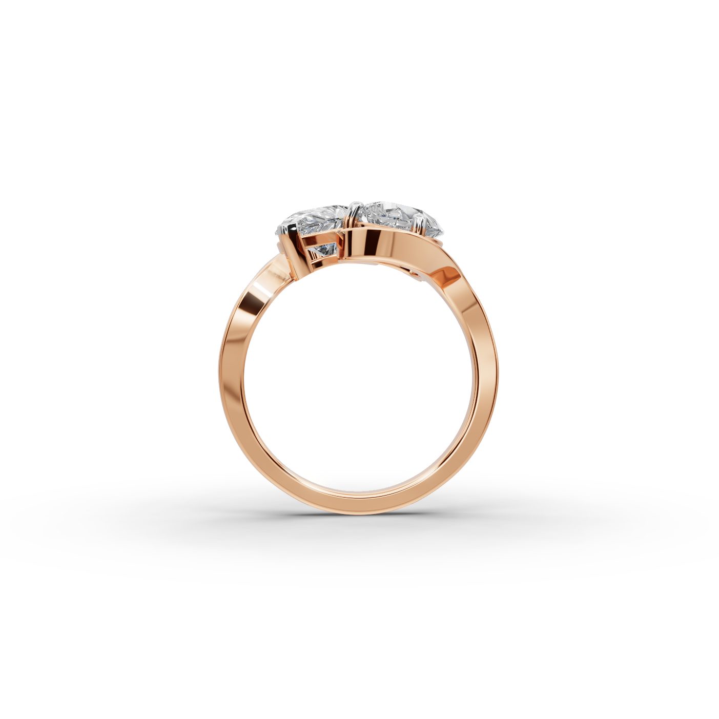 Delicate Cascade Pear Lab-Grown Diamond Two Stone Toi Et Moi in rose gold